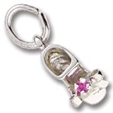 Rembrandt Baby Shoe Charm with Simulated Ruby - Sterling Silver Keepsake for Newborns, Christening Gifts & Memory Jewelry - Perfect for Baby Bracelets, Necklaces & Special Occasions