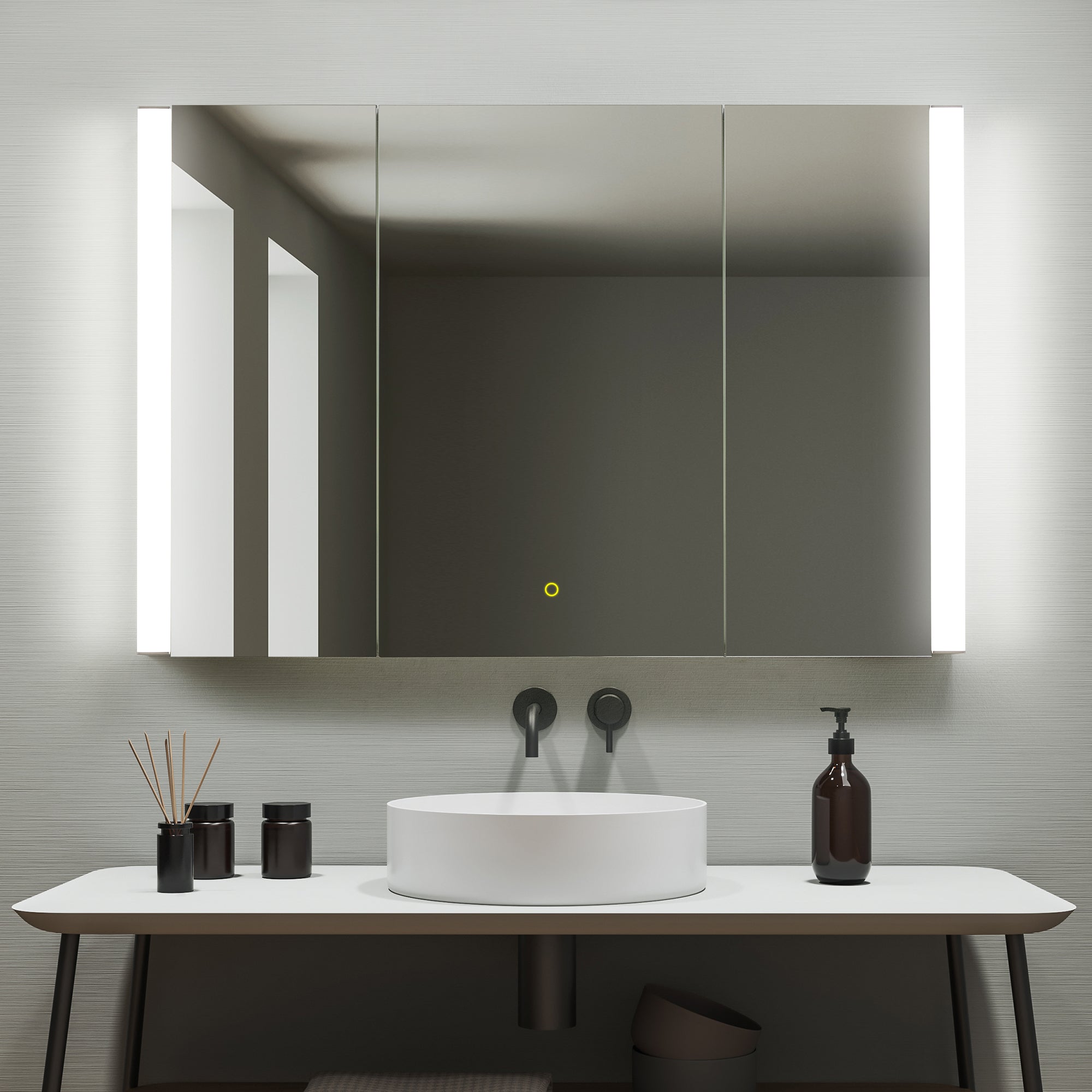 Frameless LED Bathroom Mirror - Surface Mount Aluminum Medicine Cabinet with Rectangular Design for Modern Vanity & Makeup Area