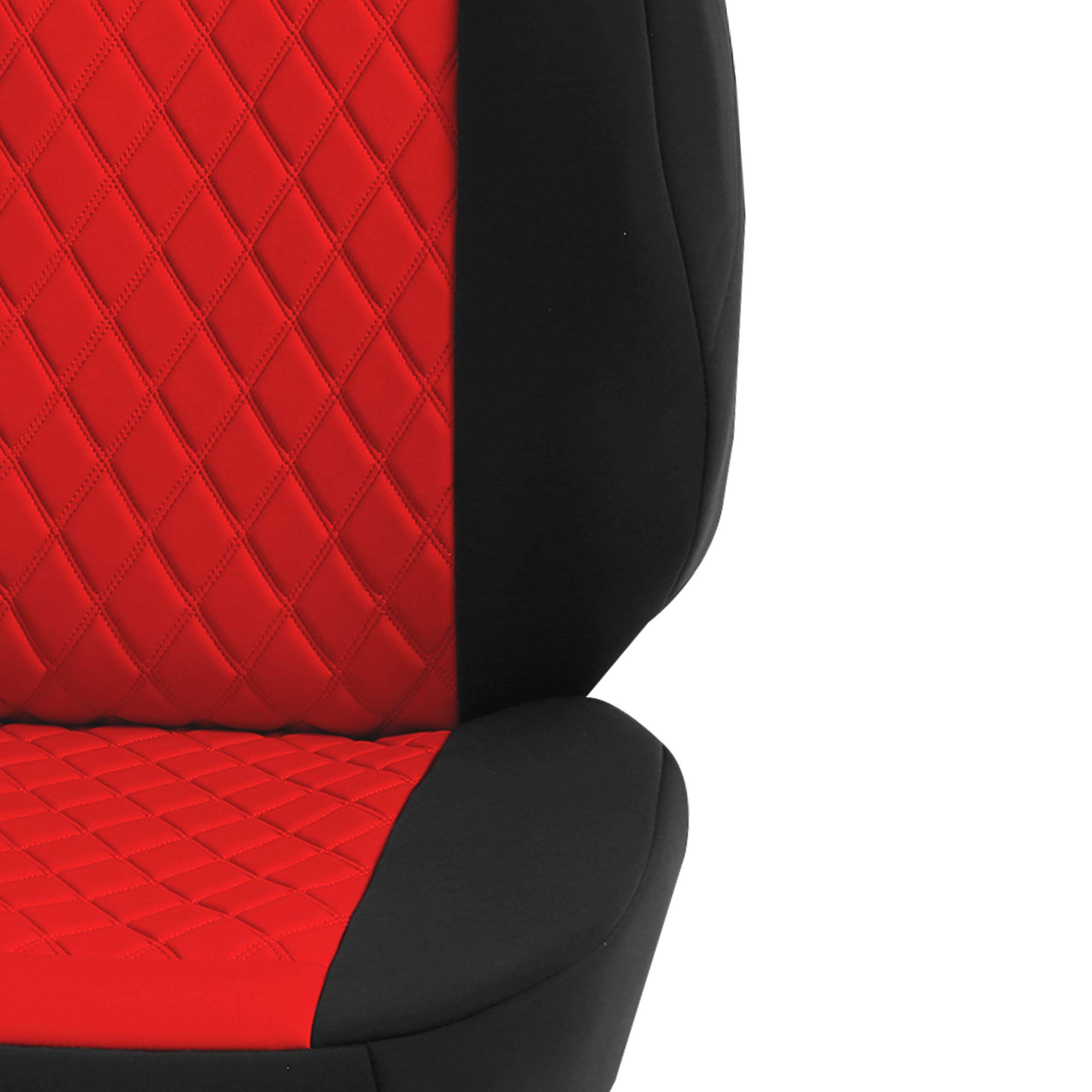 FH Group Neosupreme Car Seat Covers 2-Pack - Universal Fit Water Resistant Seat Protectors for Cars, Trucks & SUVs (Red/Black) - Perfect for Road Trips, Commuting & Pet Protection