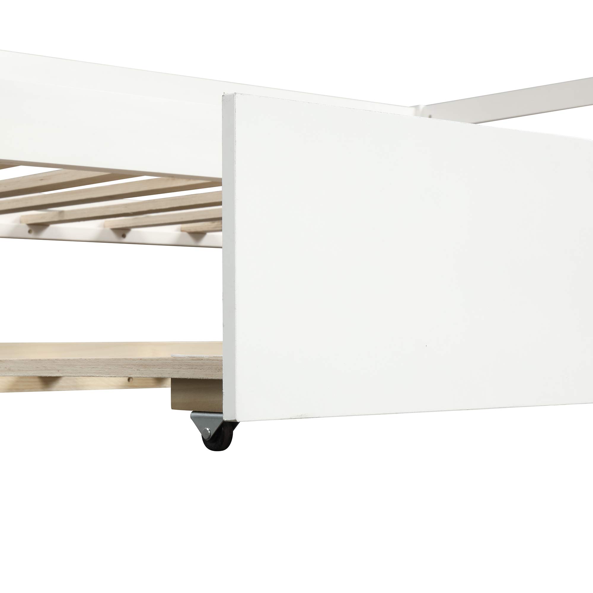 Modern Solid Wood Twin Size Daybed with Pull Out Trundle - White Wooden Sofa Bed Frame for Guest Room, Kids Room & Small Spaces - Sturdy Daybed with Storage & Convertible Design