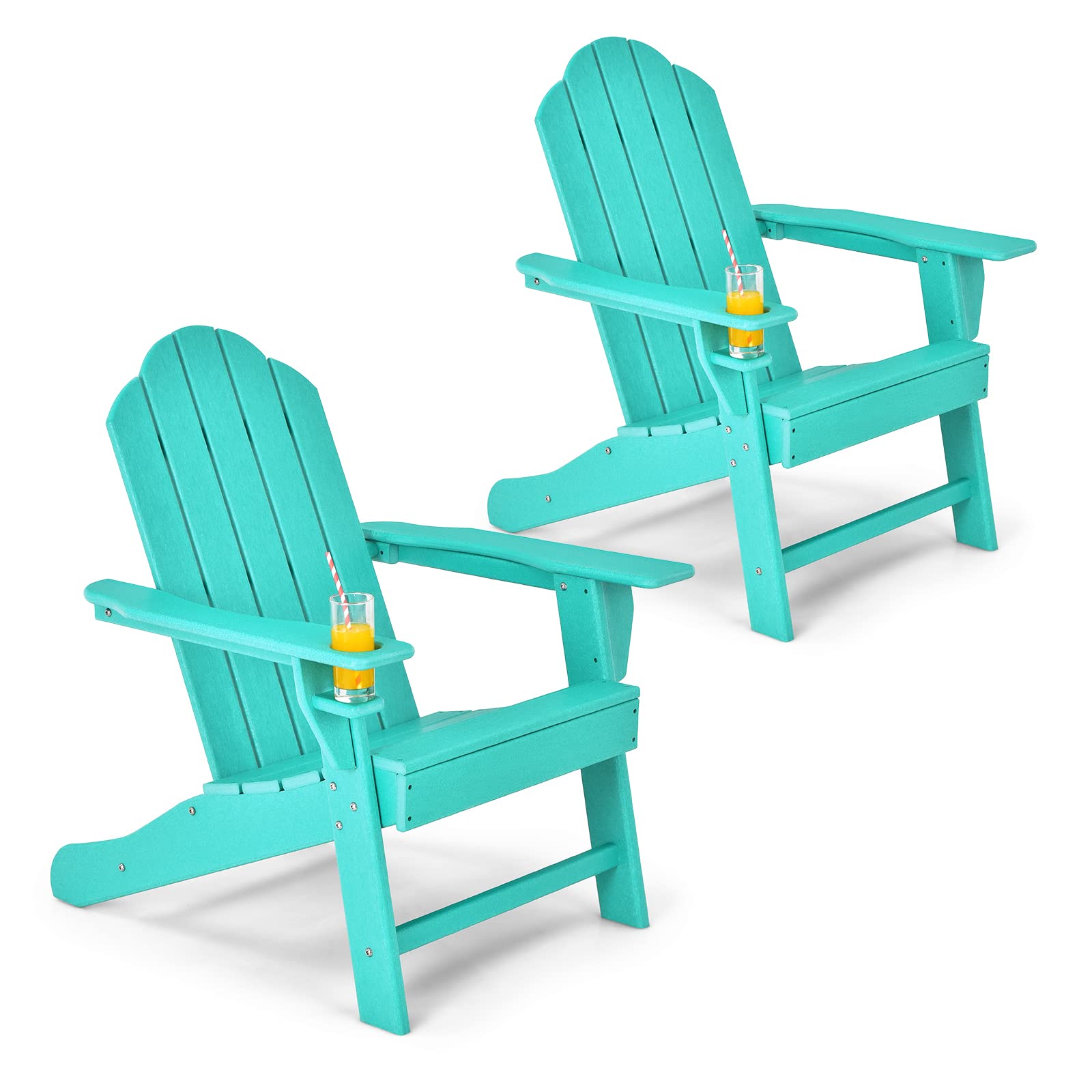 Giantex Set of 2 HDPE Weather-Resistant Adirondack Chairs - Outdoor Fire Pit Seating for Camping, Deck, Garden, Yard, Porch & Lawn - Durable Composite Patio Furniture for Relaxing by the Fire