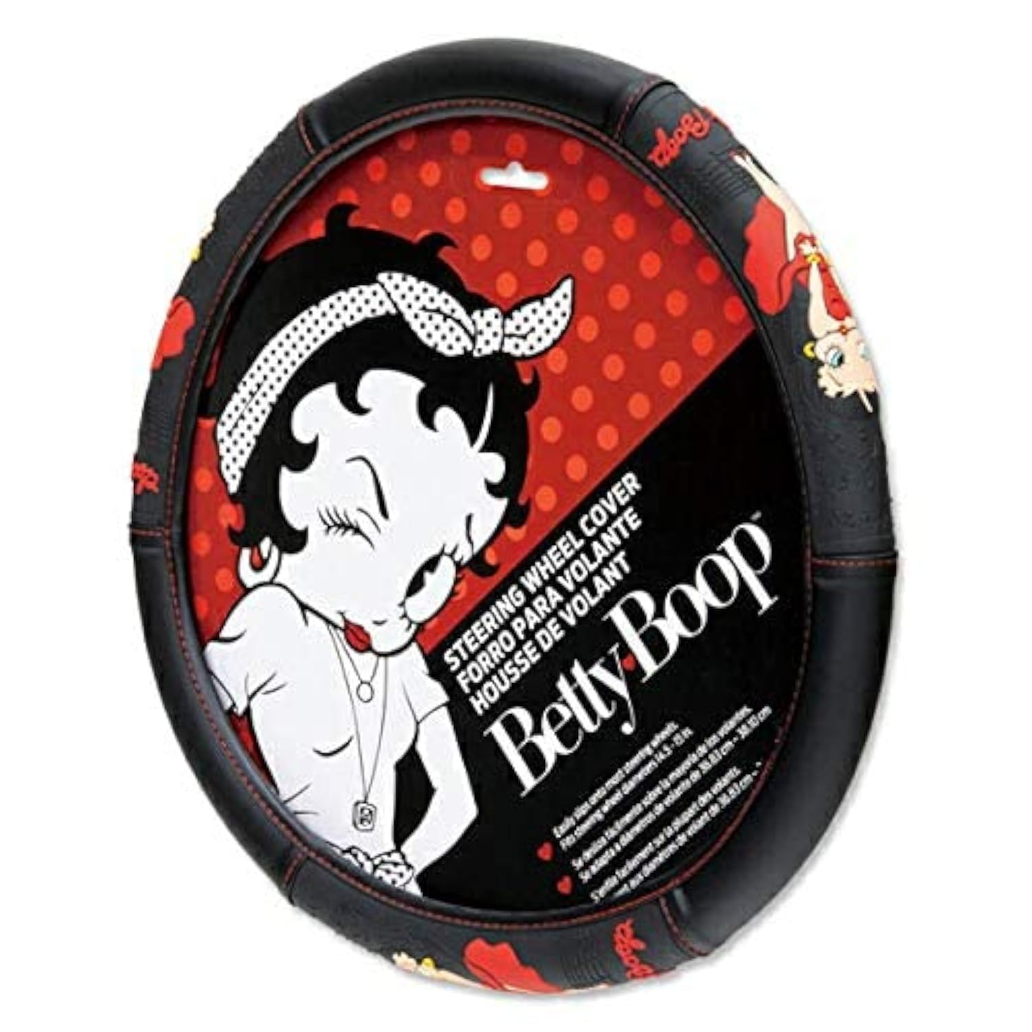 Plasticolor 006709R01 Betty Boop Skyline Steering Wheel Cover for Cars, Trucks & SUVs - Stylish & Non-Slip Grip for Safe Driving