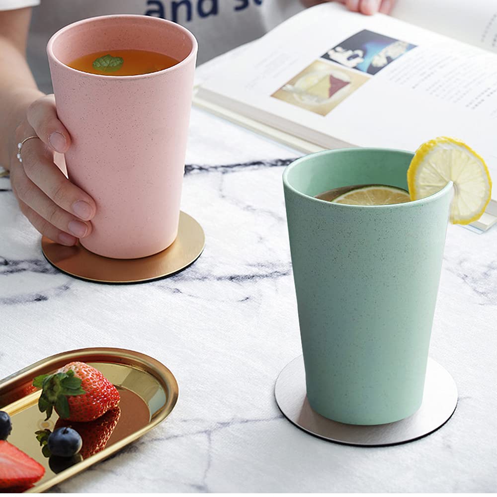 Eco-Friendly 20OZ Wheat Straw Cup - Unbreakable Reusable Drinking Cup for Coffee, Tea, Juice & Water | Stackable Travel Mug, Dishwasher Safe | Perfect for Office, Camping, Gym & Outdoor Activities (5 Colors)