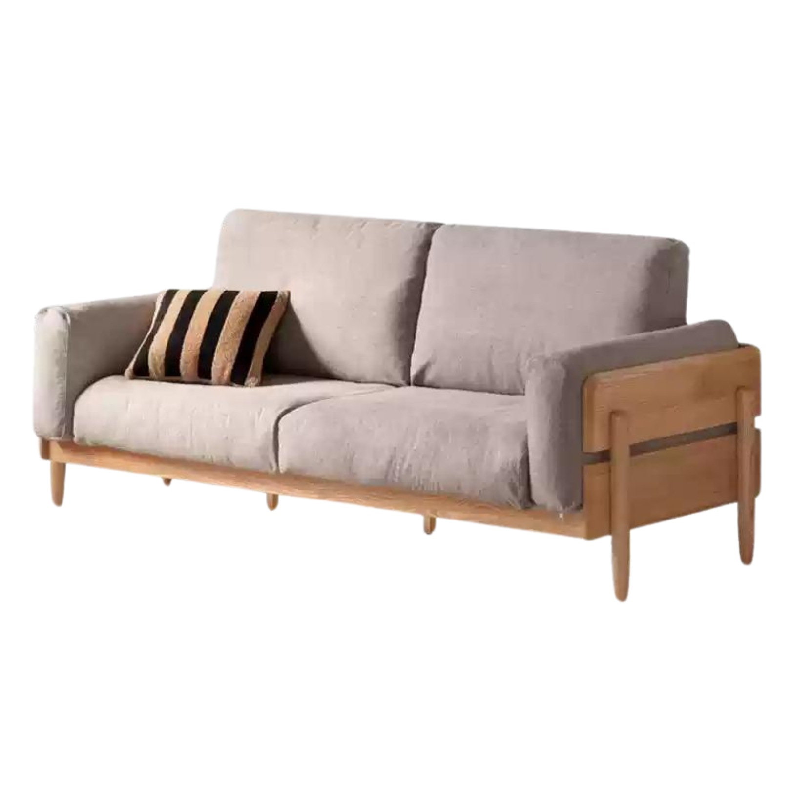 Solid Oak Wood Sofa - Modern High Back Design for Living Room, Lounge & Office - Durable & Stylish Furniture for Home Decor