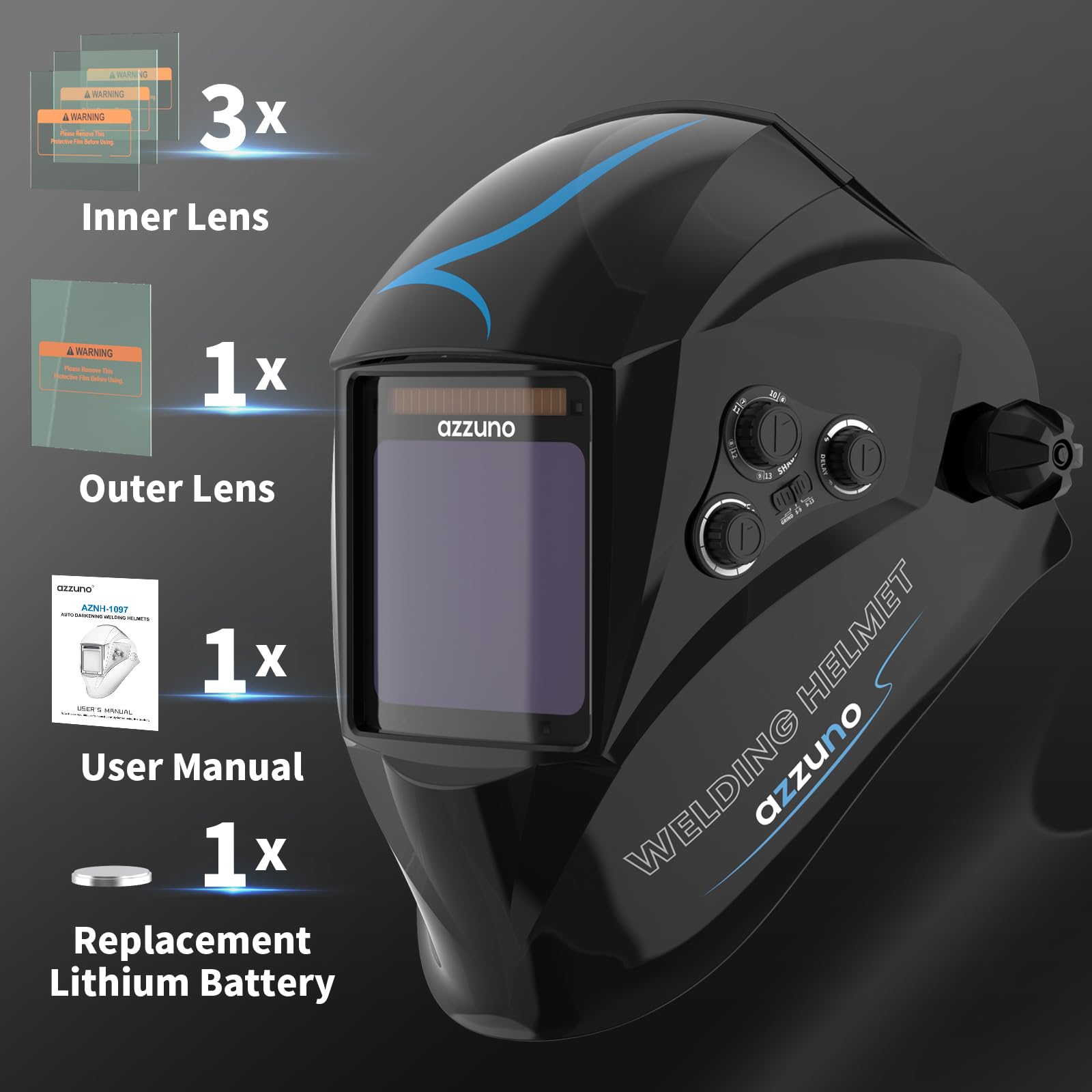 AZZUNO Auto Darkening Welding Helmet with True Color Technology - 3.94