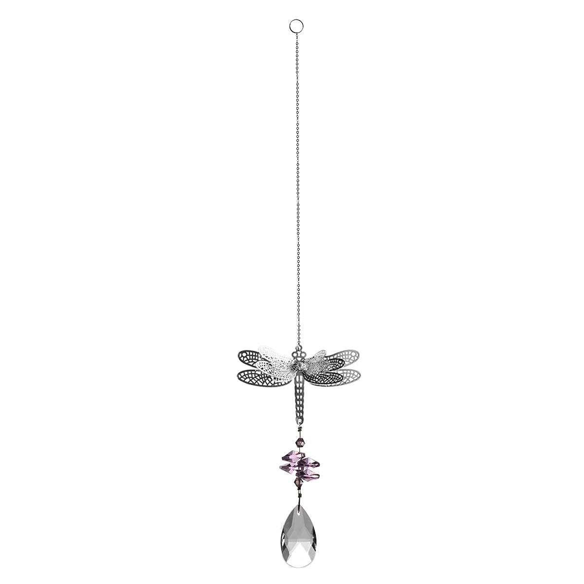 Pink Crystal Dragonfly Suncatcher - Handmade Window Hanging Ornament, Rainbow Maker for Home Decor, Valentine's Day & Birthday Gift (Perfect for Living Room, Bedroom, Nursery & Office Windows)