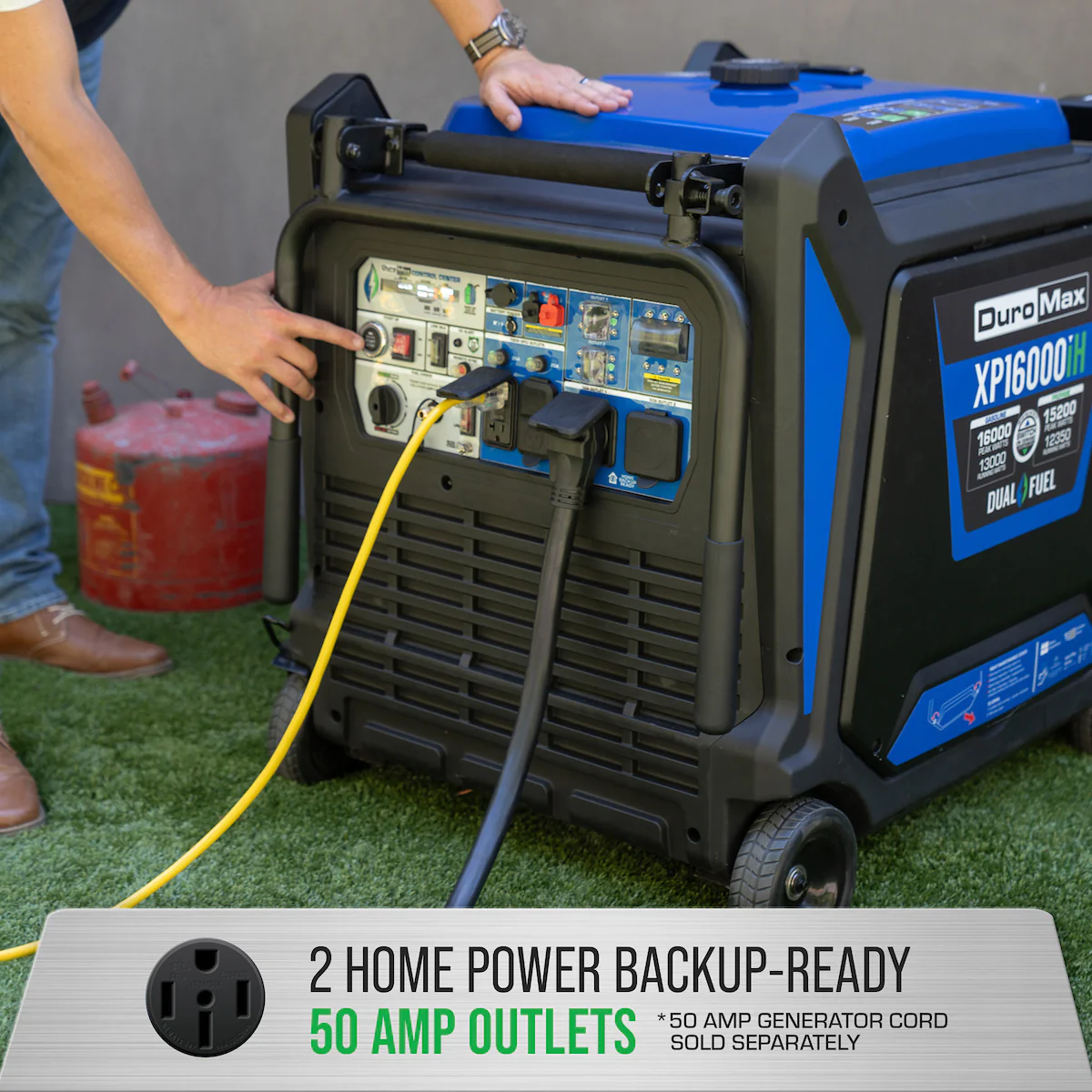 DuroMax XP16000iH 13000W/16000W Dual Fuel Portable Inverter Generator - Gas & Propane Powered with CO Alert & Remote Start - Ideal for Home Backup, Camping & Outdoor Power Needs