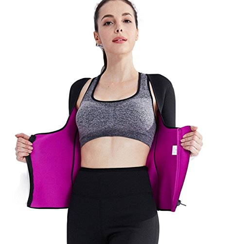 Valentina Slimming Sauna Shirt for Women - Push Up Fitness Top with Front Zipper & Heating Technology - Weight Loss Workout Shirt for Gym, Yoga & Home Exercise - Moisture Wicking & Breathable Design
