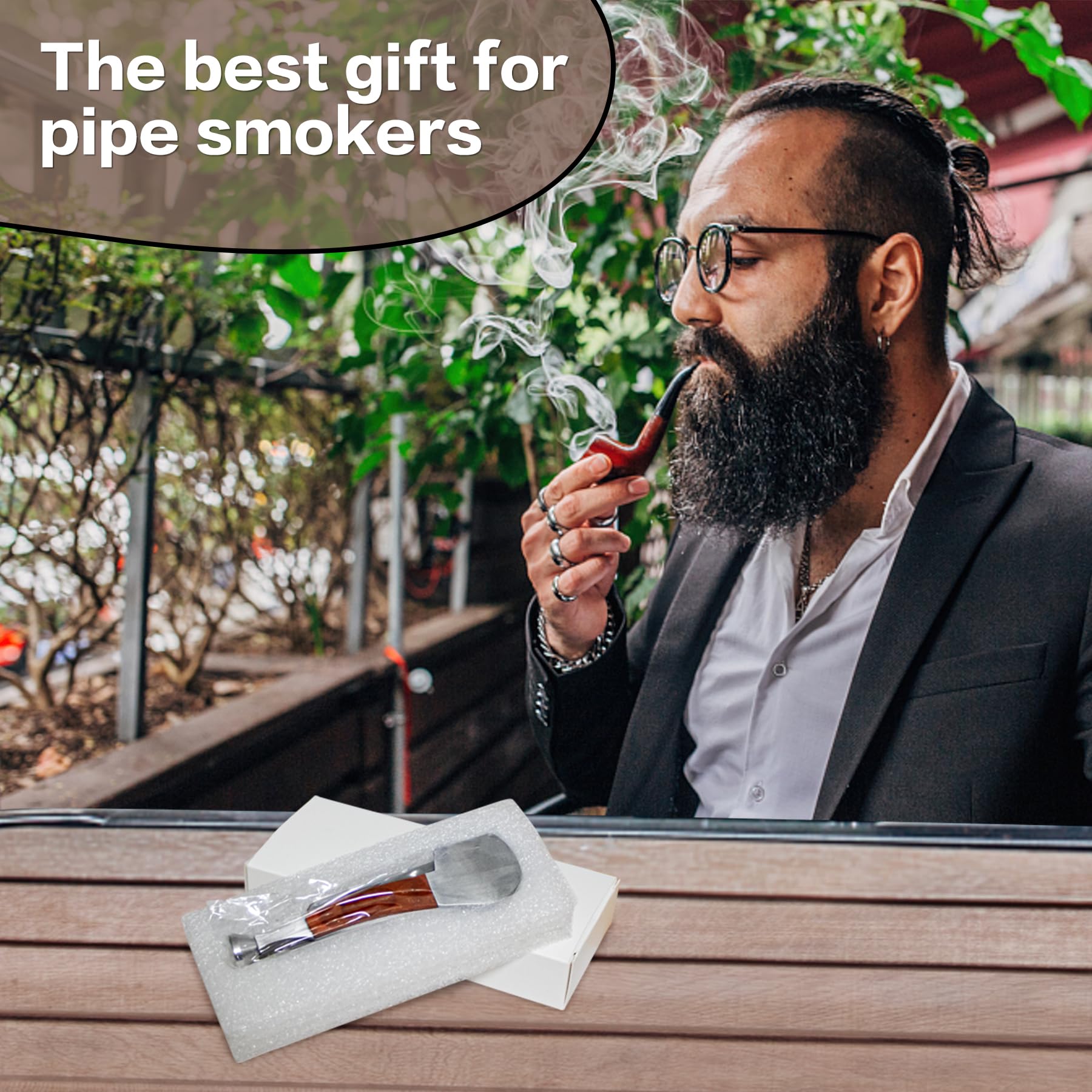 AILE 3-in-1 Stainless Steel Smoking Pipe Tool Set - Multi-Function Tobacco Pipe Cleaner, Scraper & Tamper with Rosewood Handle for Wooden Pipes - Perfect for Pipe Maintenance & Smoking Accessories