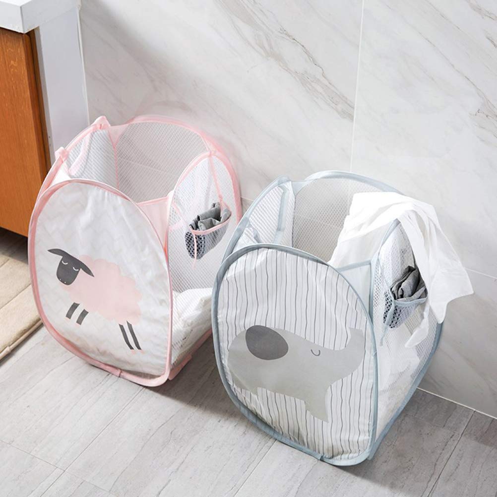 TOPBATHY 2-Pack Collapsible Laundry Basket & Hamper - Foldable Mesh Storage Bin for Clothes, Toys & Organizing - Space-Saving Pop-Up Design for Bedroom, Bathroom & Dorm Use