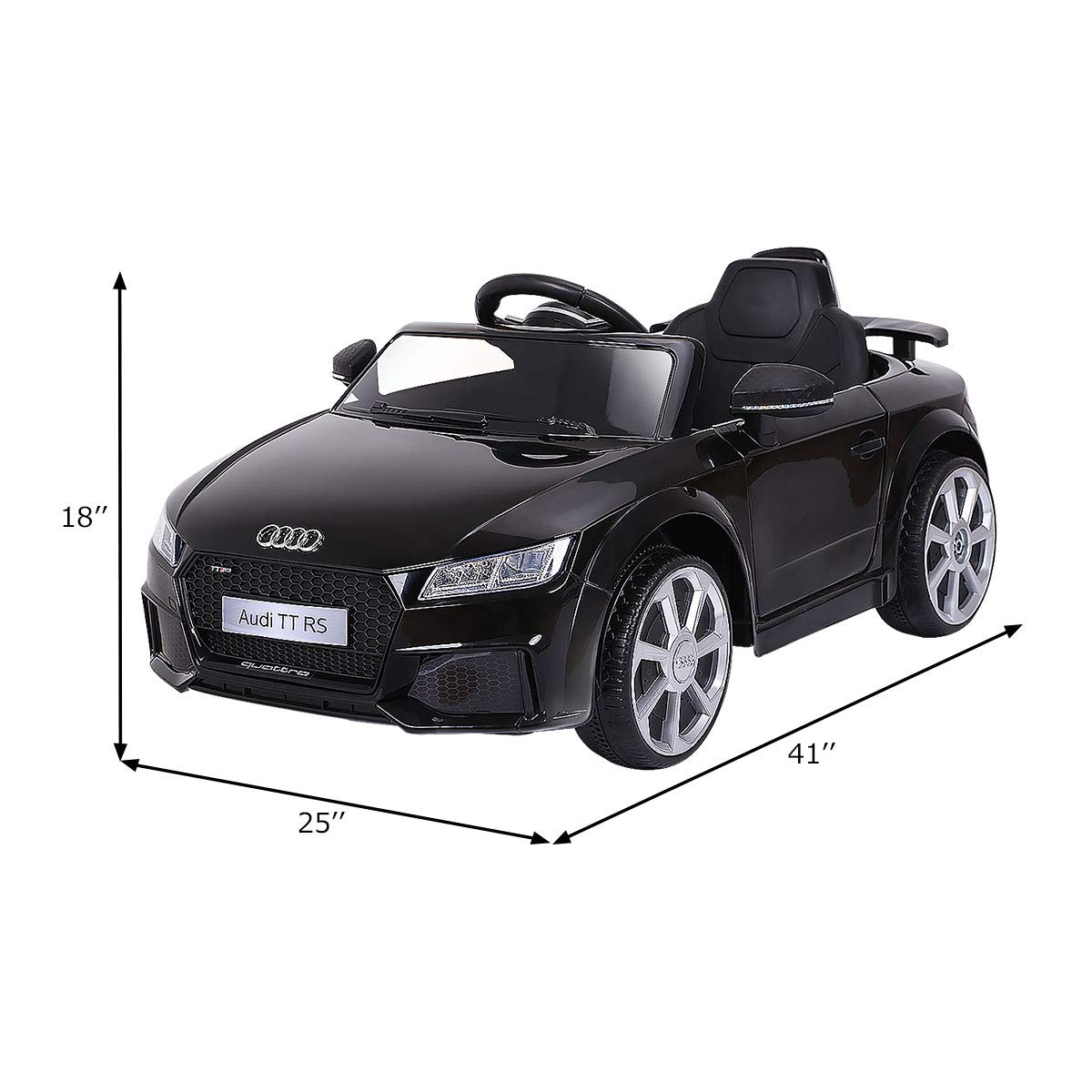 Costzon 12V Licensed Audi TT RS Kids Electric Ride On Car with Parental Remote Control, MP3 Player, LED Lights & Horn - High/Low Speed Battery-Powered Vehicle for Boys & Girls (Black) | Perfect for Birthday Gifts, Outdoor Play & Backyard Fun