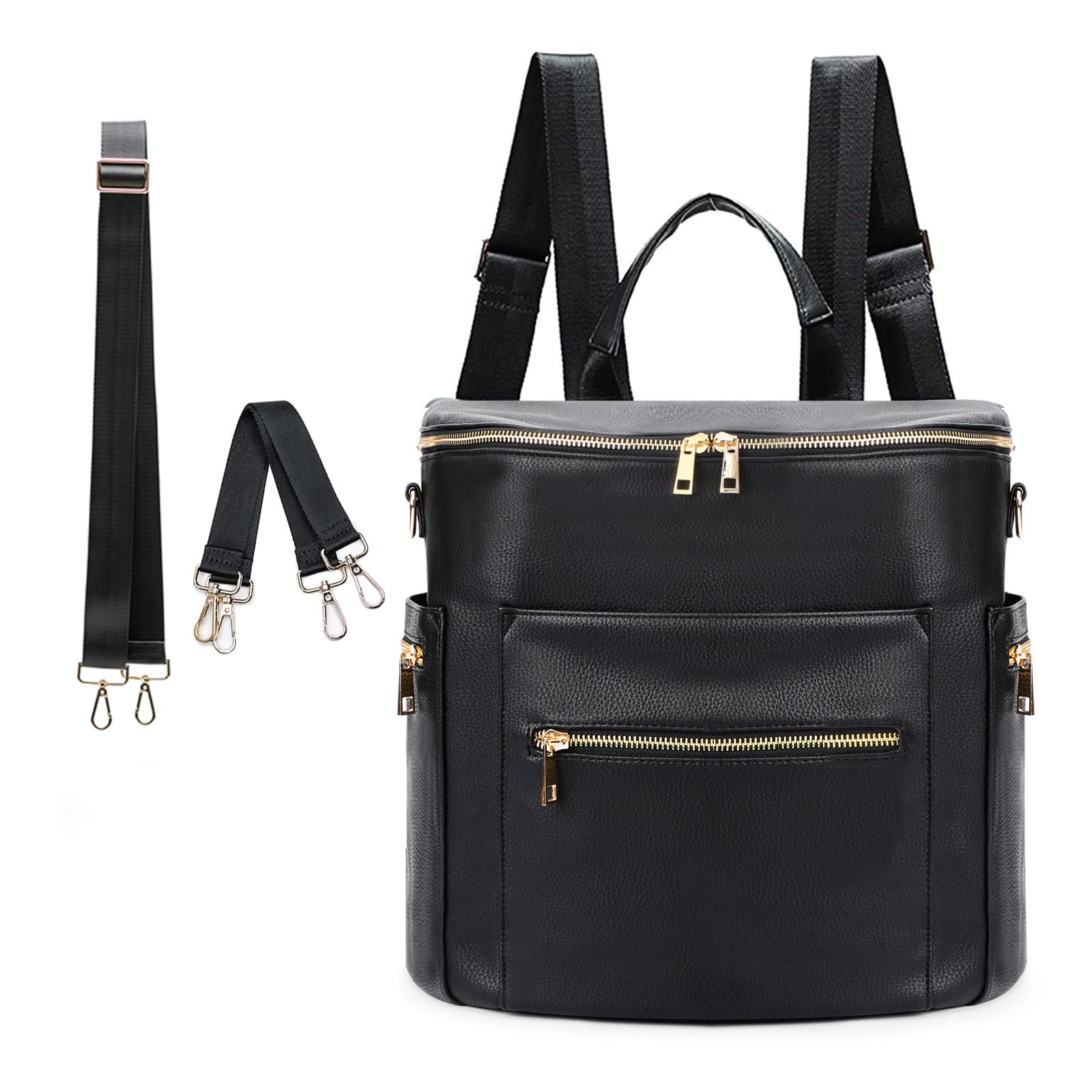 Premium Leather Diaper Backpack for Moms & Dads - Waterproof Baby Bag with Laptop Sleeve, Changing Pad, Wipes Pouch & Stroller Straps - Stylish & Functional Diaper Bag for Travel, Work & Everyday Use
