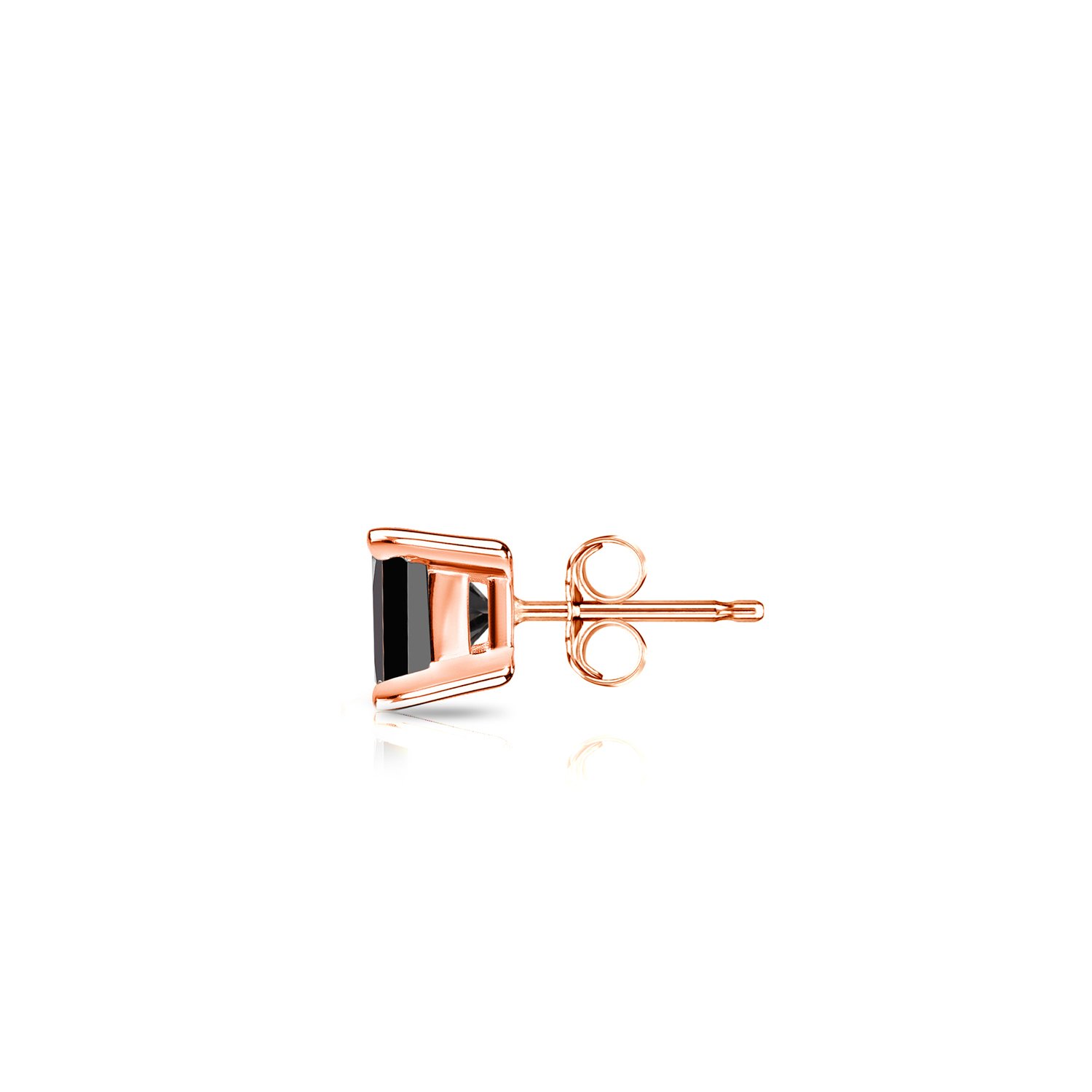 14K Rose Gold 4-Prong Basket Princess Cut Black Diamond Stud Earrings (1/2 CTTW) - Elegant Jewelry for Women, Perfect for Weddings, Parties & Special Occasions