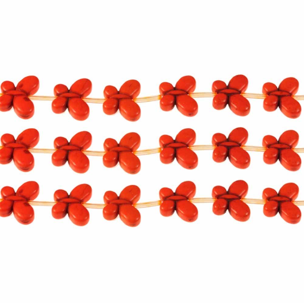 15x20mm Orange Butterfly Chalk Turquoise Dyed Beads - 19pcs for Jewelry Making, DIY Crafts & Scrapbooking