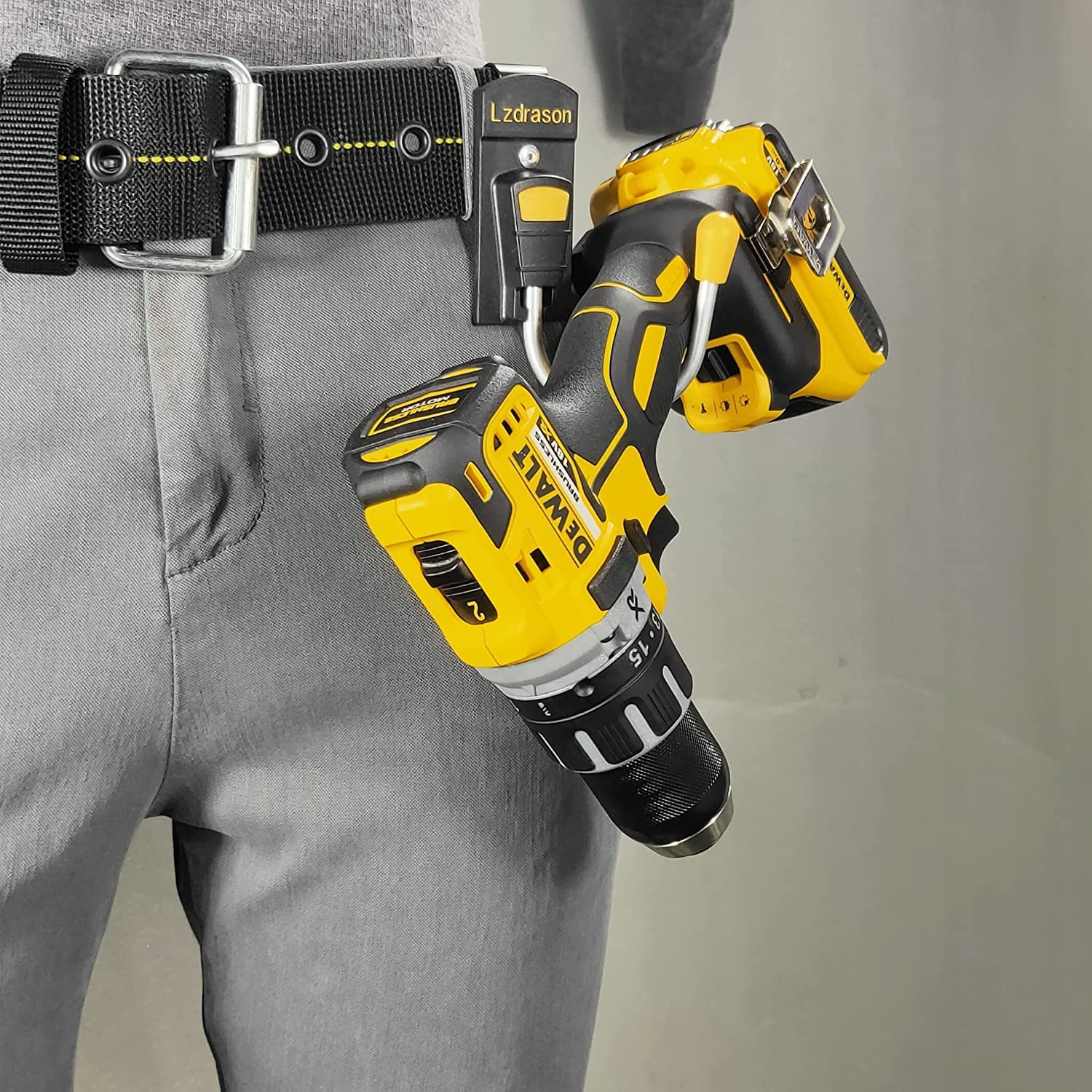 Durable Tool Belt Hook & Drill Holster - Heavy Duty Cordless Power Drill Holder with Secure Belt Clip - Perfect for Hammer, Drywall Screw Gun & Power Tools (2-Pack, Black) - Ideal for Construction, Carpentry & DIY Projects