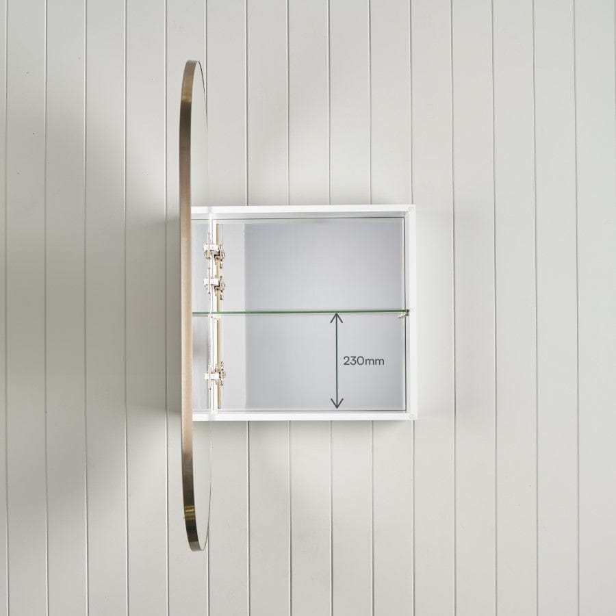 Modern Oval Mirror Cabinet with Warm Brushed Nickel Finish - Perfect for Bathroom Vanity, Bedroom Decor, and Entryway Organization