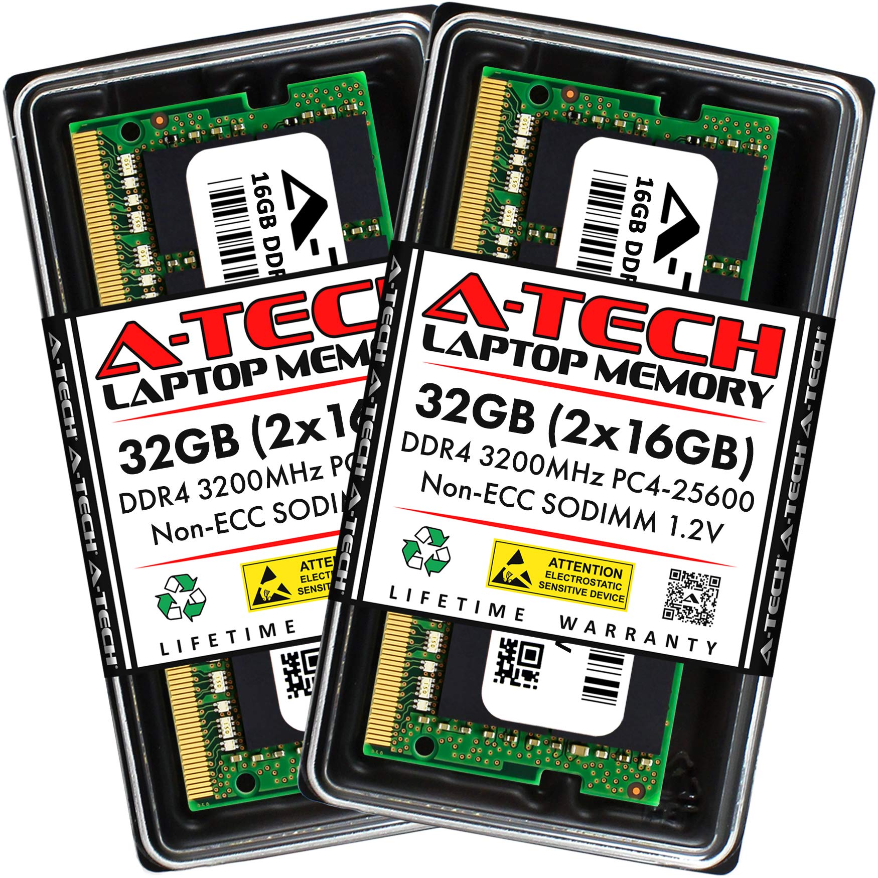 A-Tech 32GB (2x16GB) DDR4 3200MHz RAM Upgrade Kit for Dell Vostro 15 7510 Laptop - PC4-25600 SO-DIMM Memory, Non-ECC, 1.2V - Perfect for Gaming, Multitasking & Professional Workstations