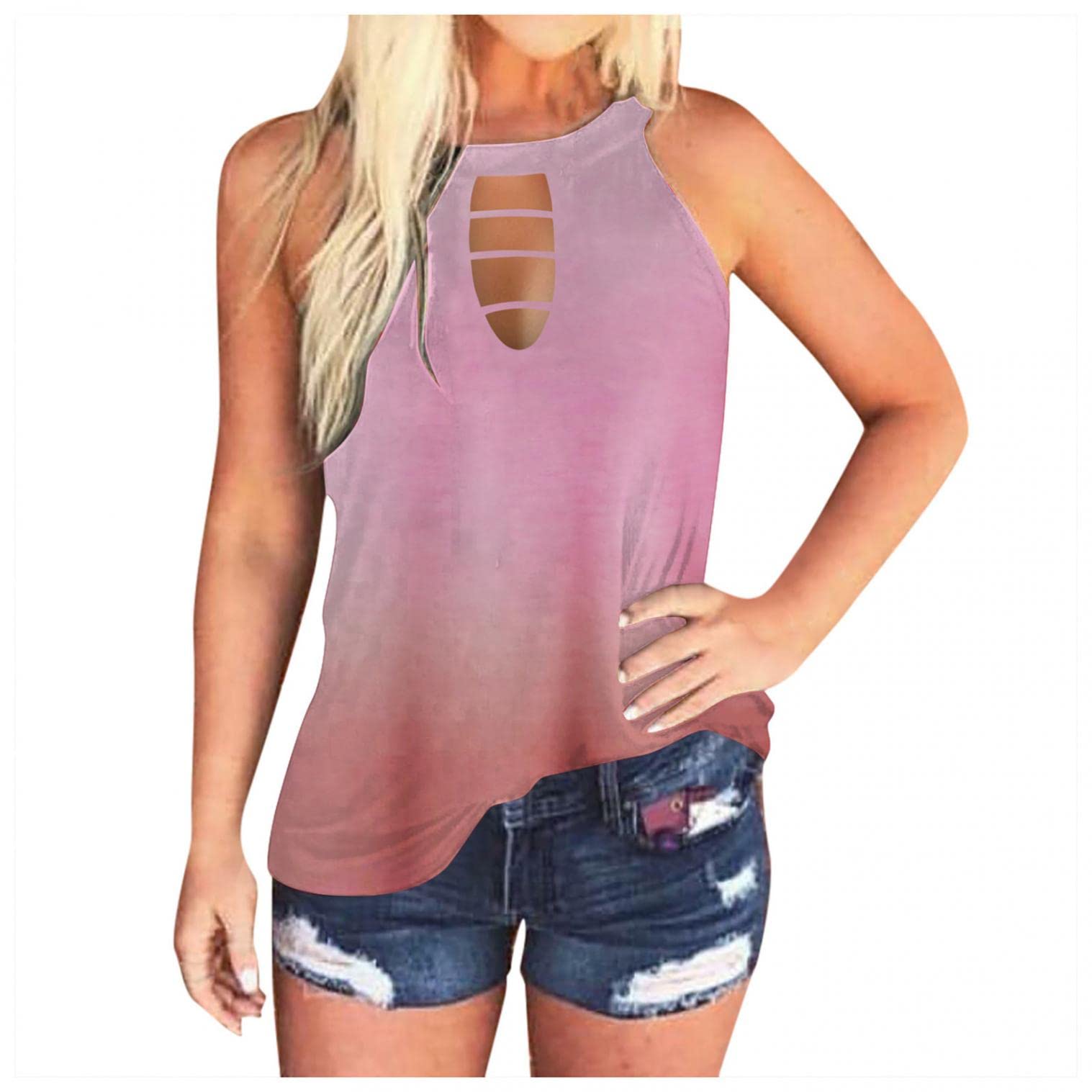 **Women's Plus Size Floral Tank Tops - Loose Fit Halter Neck Sleeveless Shirts for Summer | Casual Tunic Tops for Beach, Vacation & Everyday Wear**