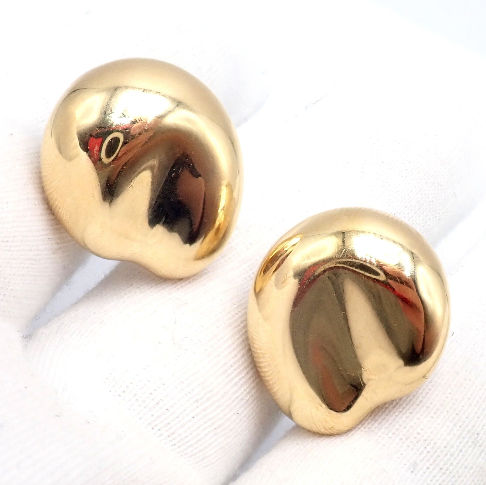 Authentic Tiffany & Co Peretti 18k Yellow Gold Extra Large Thumbprint Earrings - Luxury Gold Hoop Earrings for Women, Perfect for Weddings, Parties & Special Occasions