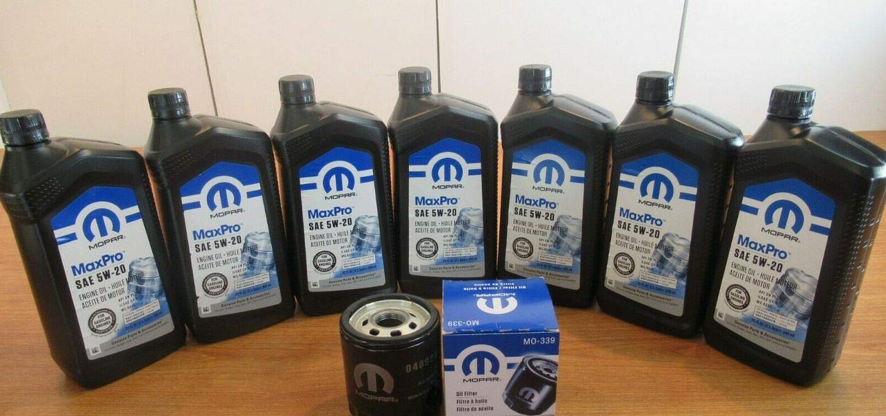 Dodge Chrysler 5.7L Hemi Mopar MaxPro 5w20 Synthetic Engine Oil & Filter Change Kit - Complete Maintenance Package for Ram 1500, Durango & Charger Vehicles