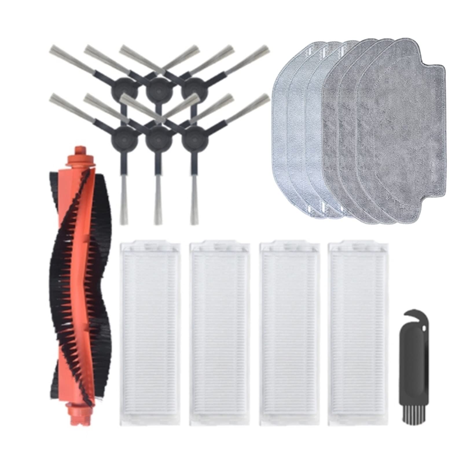 BIMEOW Replacement Side Brush, HEPA Filter & Mop Cloth for Xiaomi Mijia Mop Pro STYTJ02YM/VIOMI V2 PRO/V3 Robot Vacuum Cleaner - 3-Piece Accessory Kit (Black/Orange/White) - Perfect for Home Cleaning & Maintenance