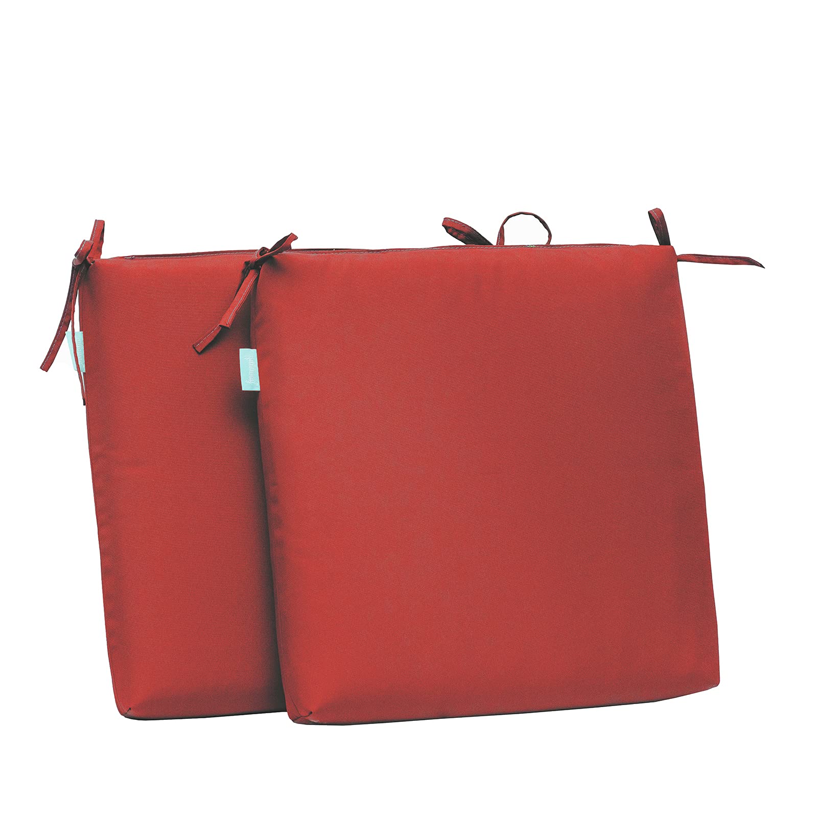 QILLOWAY 4-Pack All-Weather Square Chair Cushions - 17x17x3 Inch Indoor/Outdoor Seat Pads for Dining Chairs, Patio Furniture & Deck - Durable Foam Cushion Set (Red) - Perfect for Backyard BBQs, Poolside Lounging & Kitchen Comfort