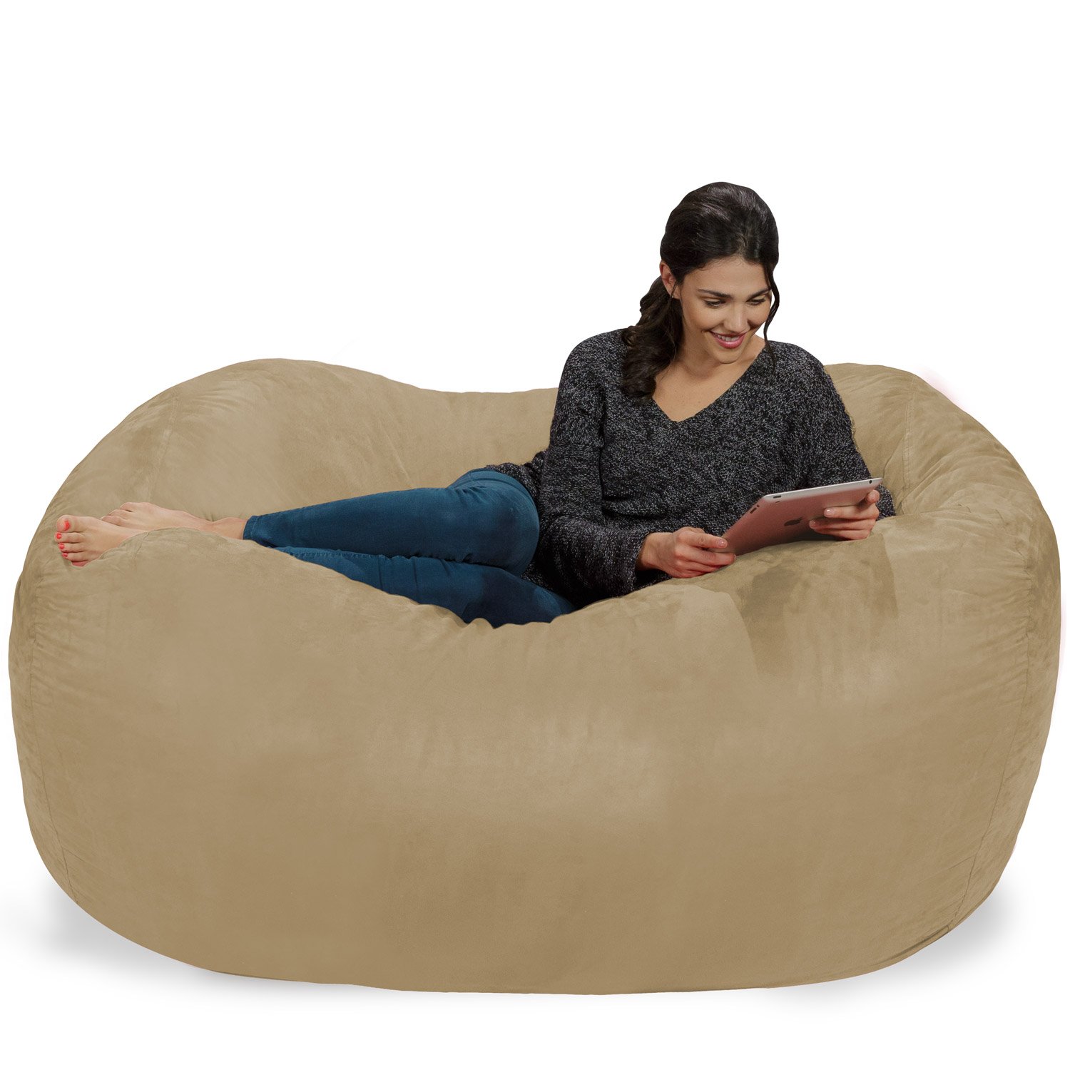 Chill Sack 6' Memory Foam Bean Bag Chair - Oversized Lounger with Soft Microfiber Cover (Camel) - Perfect for Living Rooms, Game Rooms & Dorm Relaxation
