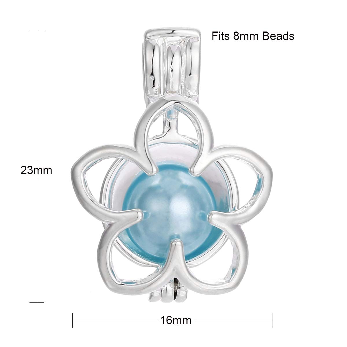 10pcs Silver Pearl Cage Beads for Jewelry Making - DIY Pendant for Oyster Pearls, Essential Oil Diffuser - Perfect for Necklaces, Bracelets & Craft Projects (Flower-2)