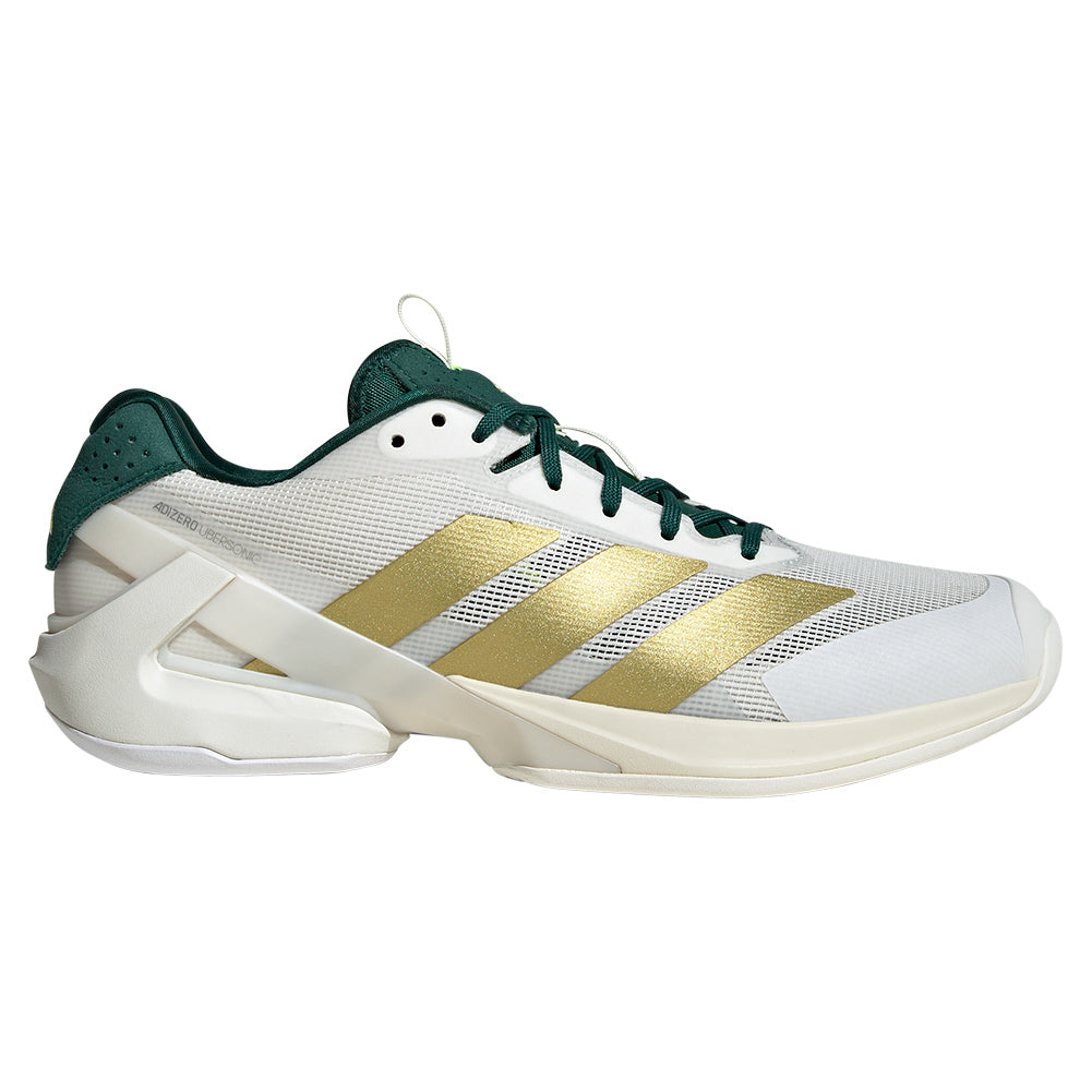 Men's Adidas Adizero Ubersonic 5 Tennis Shoes - Lightweight Performance Sneakers for Men in White & Gold Metallic - Perfect for Competitive Tennis & Court Sports