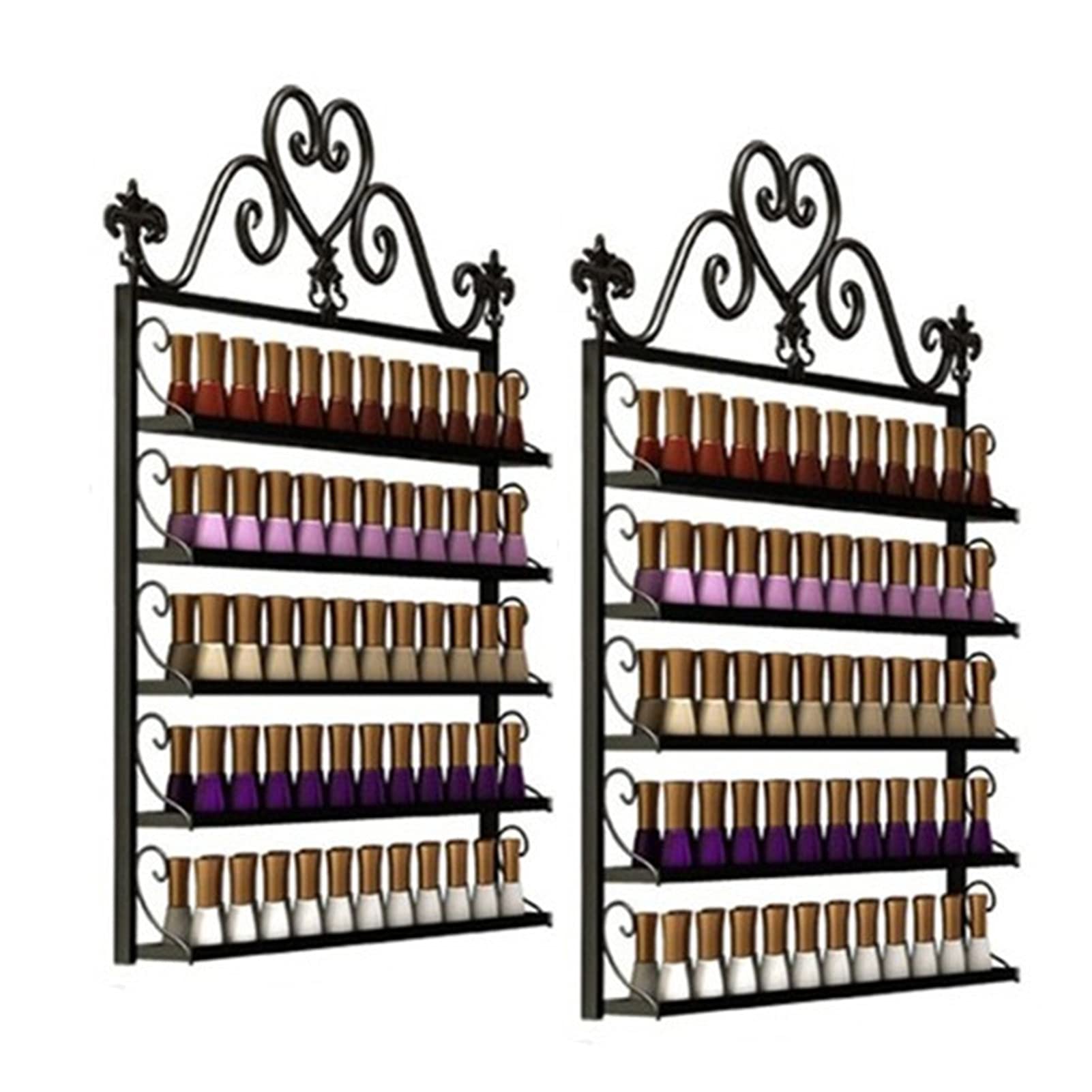 Wall Mounted Nail Polish Rack - 5 Tier Metal Display Shelf for Nail Salon & Retail Shop | Square Nail Polish Organizer with Mountable Design | Perfect for Salon Organization & Retail Product Display