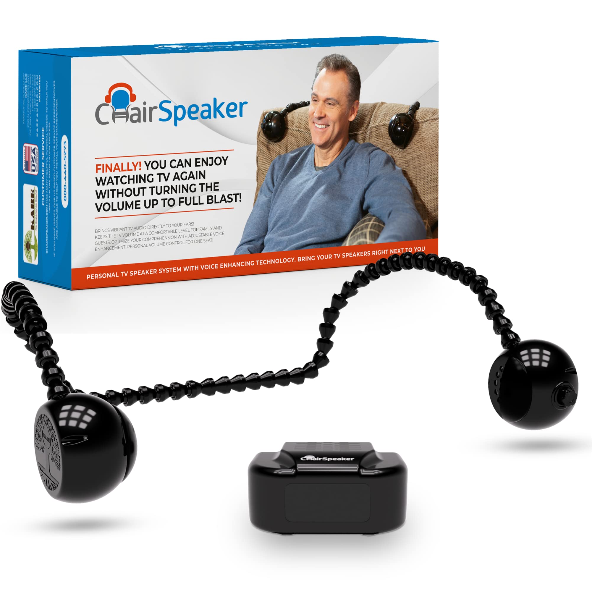 CS3 Wireless TV Speakers for Hearing Impaired - Voice Enhancing Headphones with Near-Ear Clarity | Compatible with Most Smart TVs & Streaming Devices (Netflix, Hulu) | Perfect for Elderly & Home Theater Use