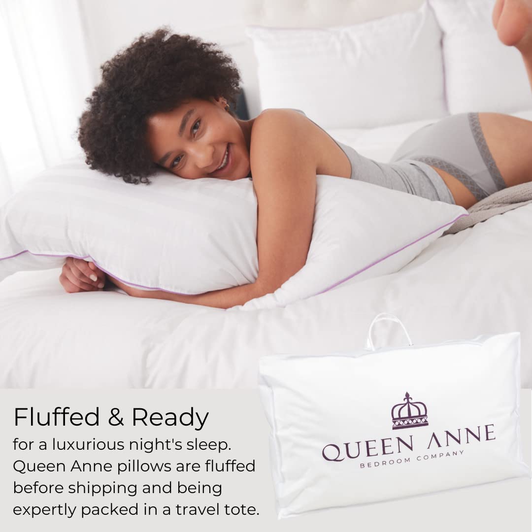 Queen Anne Luxury Hotel Down Alternative Pillow - Hypoallergenic Synthetic Majesty Down Bed Pillow - Made in USA (King Medium) - Perfect for Allergy Sufferers & Luxury Hotel-Style Comfort at Home