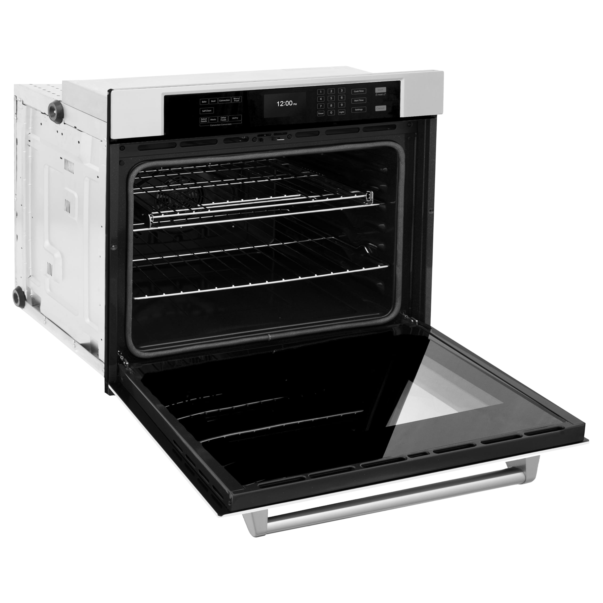 ZLINE 30 Inch Stainless Steel Professional True Convection Single Wall Oven with Air Fry & Self-Clean, White Matte Door - Perfect for Home Chefs & Modern Kitchens (WAS-WM-30)