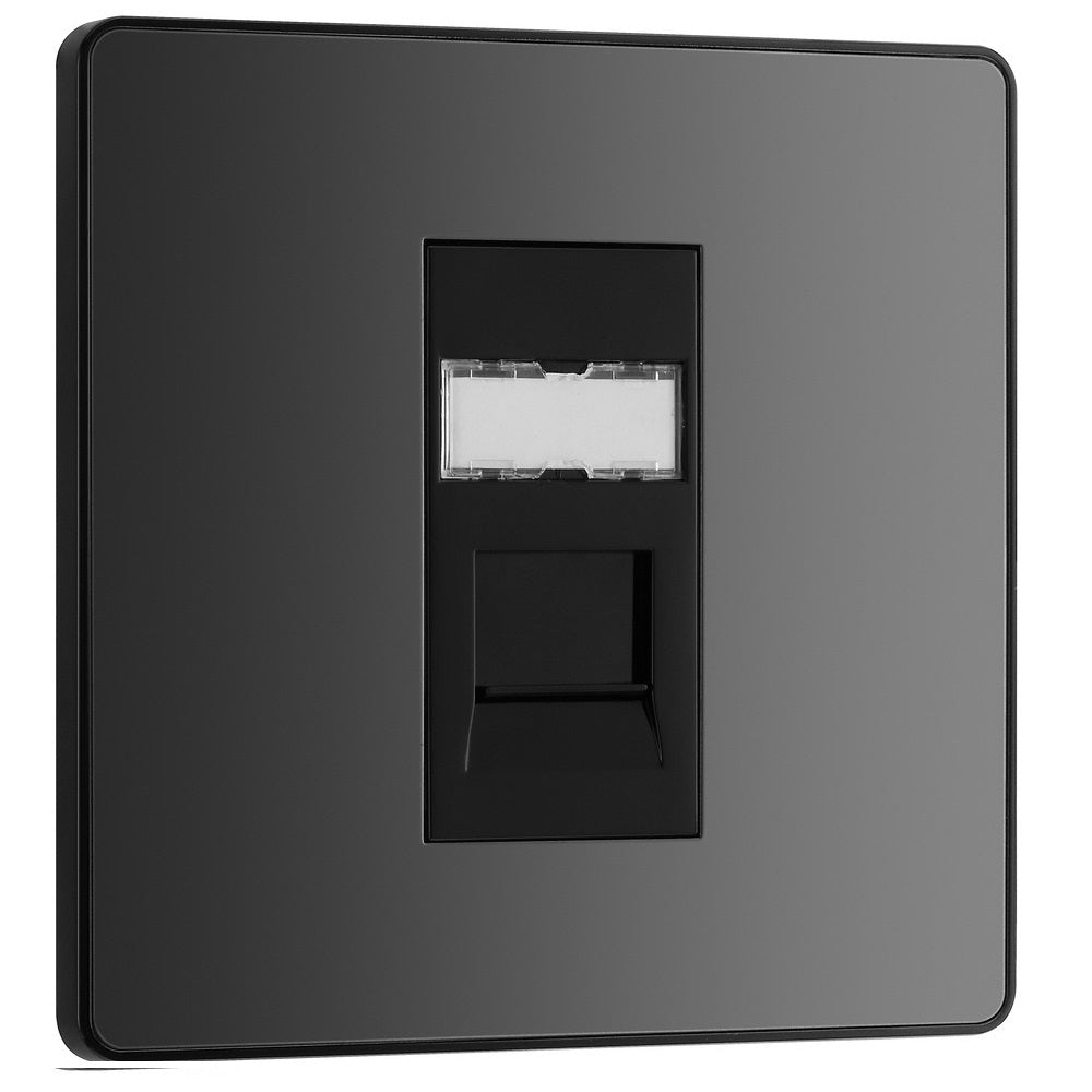 BG Evolve Black Chrome RJ45 Cat5E Ethernet Data Outlet - High-Speed Network Connection for Home & Office (PCDBCRJ451B) - Perfect for Smart Homes, Offices, and Networking Setups