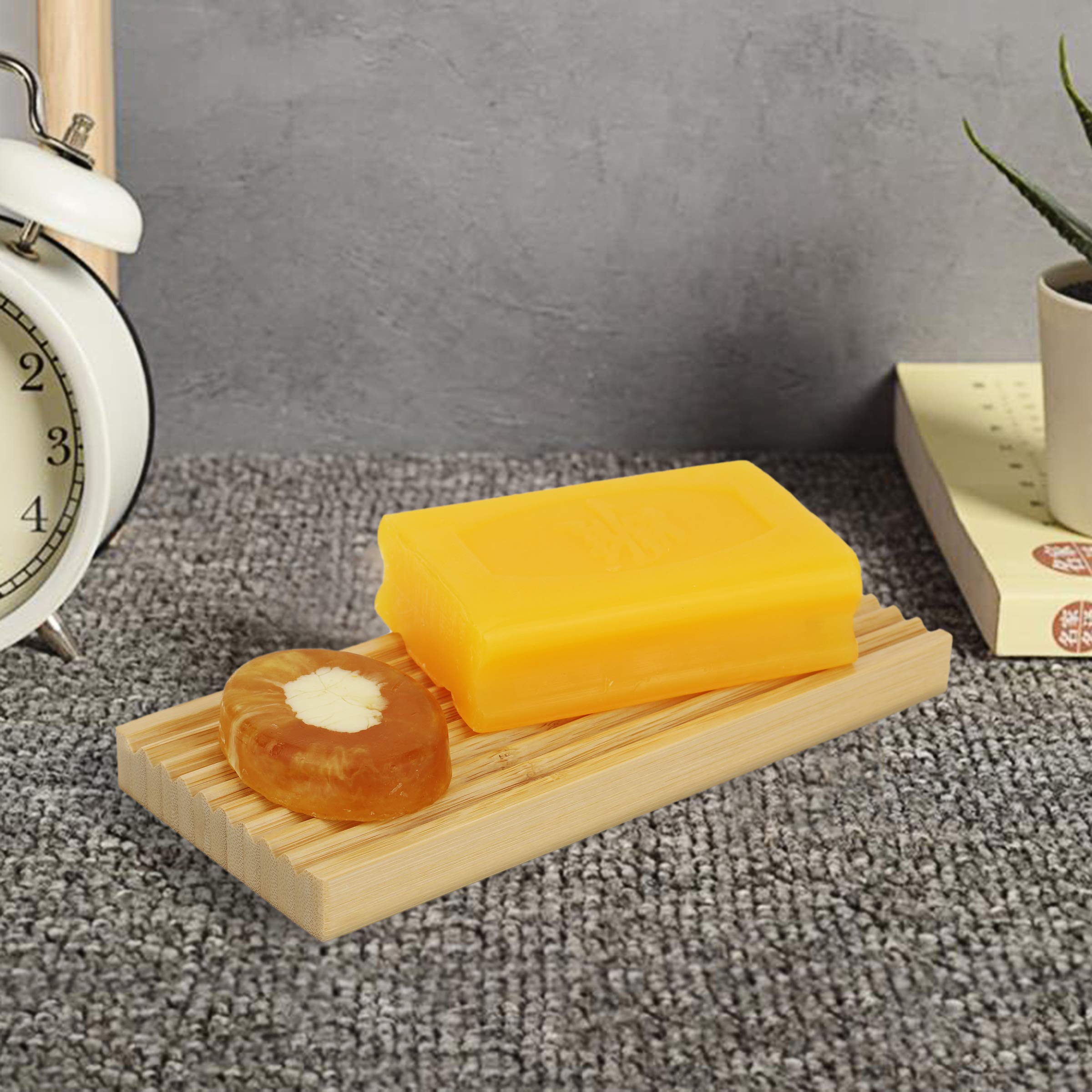 Bamboo Soap Dish Holder - Natural Wooden Soap Tray for Shower, Bathroom & Kitchen - Perfect for Organizing Bar Soaps in Wet Areas