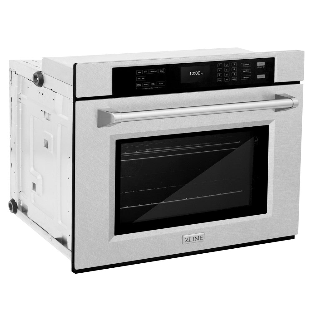 ZLINE 30 Inch Professional True Convection Single Wall Oven with Air Fry & Self-Clean - Satin Stainless Steel (WASS 30) | Perfect for Home Chefs & Air Frying Enthusiasts