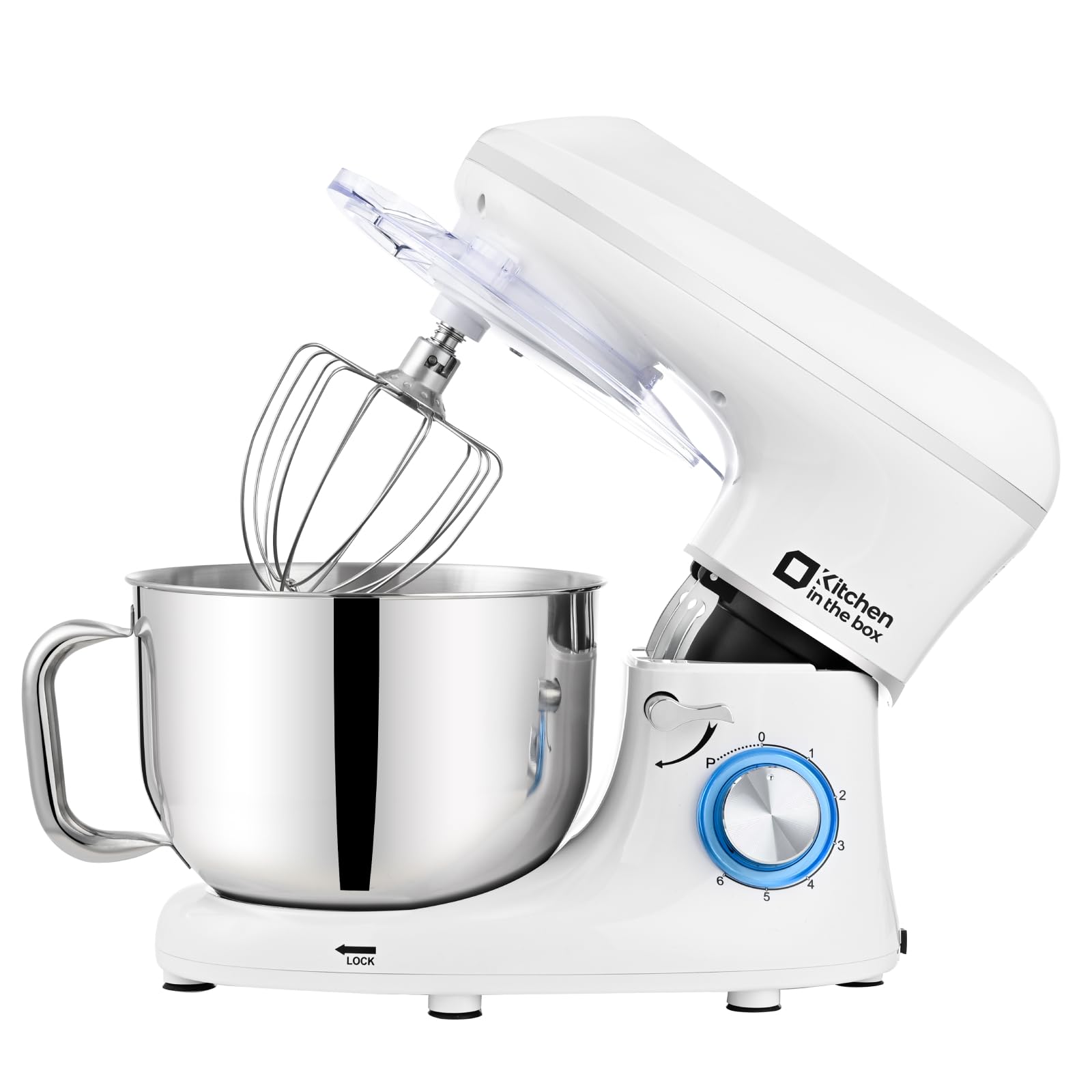 6.5QT 660W Stand Mixer - 6-Speed Tilt-Head Electric Kitchen Mixer with Dough Hook, Wire Whip & Beater - Dishwasher Safe (White) - Perfect for Baking Cakes, Cookies, Bread & More