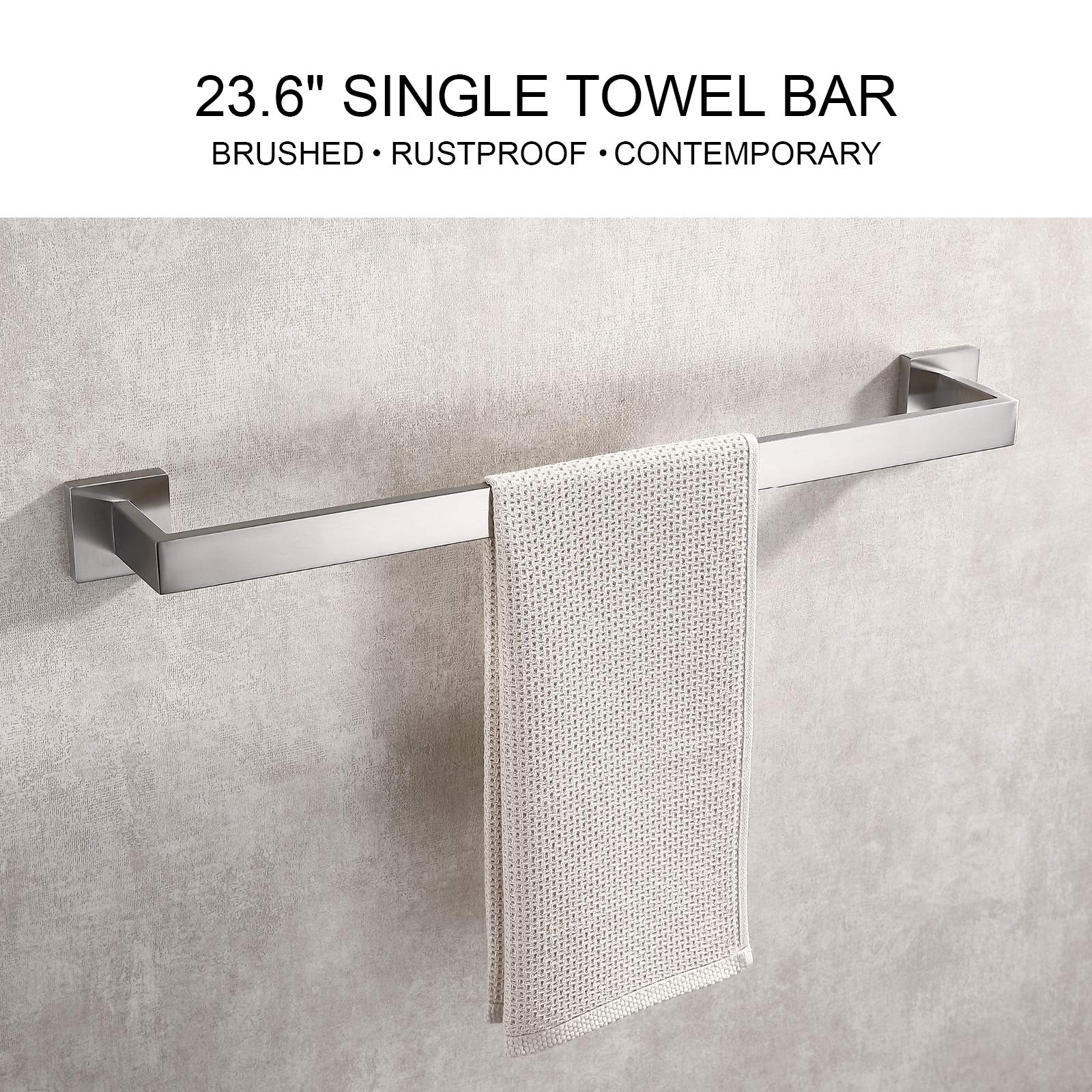 TASTOS 23.6 Inch Black Stainless Steel Towel Bar - Heavy Duty SUS 304 Brushed Nickel Towel Rack for Bathroom & Kitchen - Wall Mounted with Screws - Perfect for Hand Towels, Dish Towels & Bath Towels