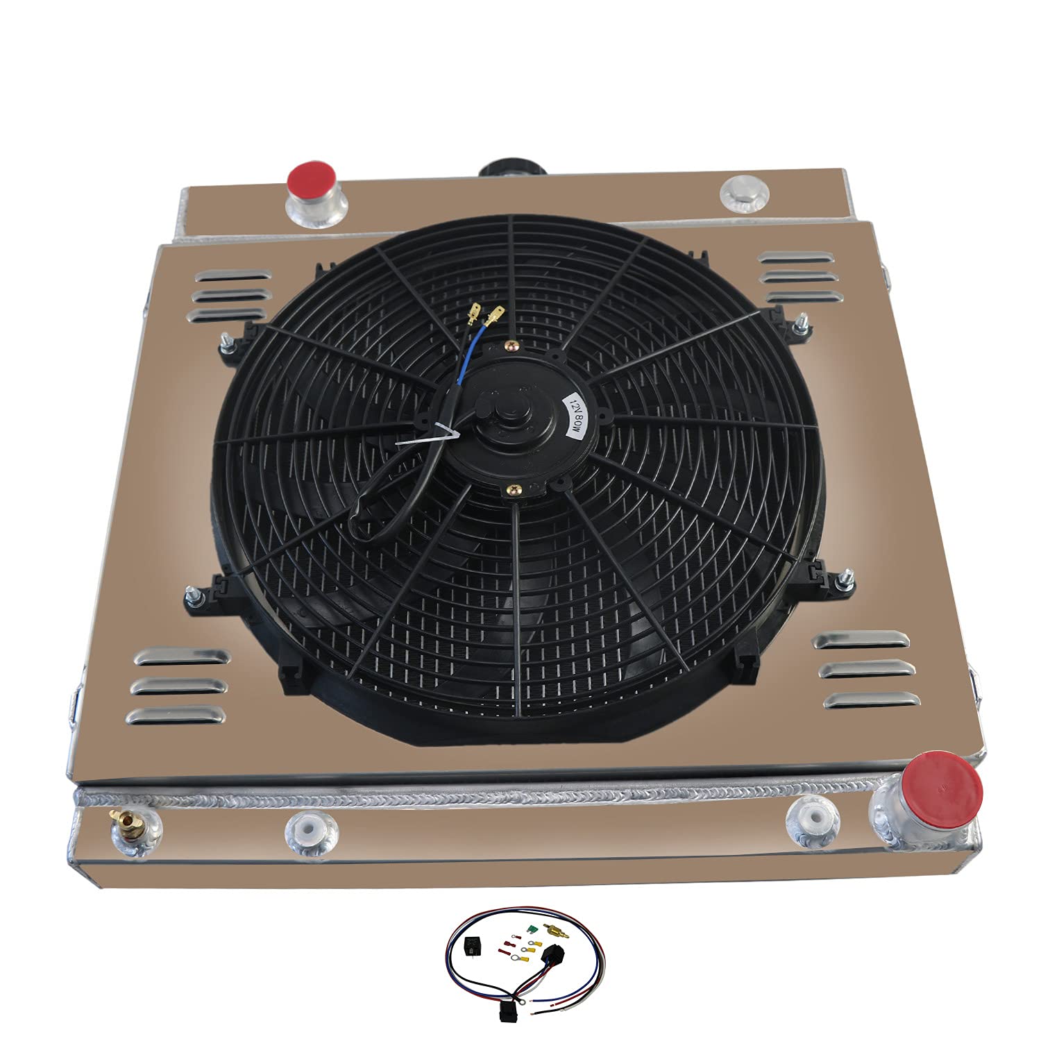 High-Performance All-Aluminum Radiator for 1970-1979 Dodge D100/D150/D200/D250/Ramcharger/Challenger/Coronet/W200/W300/B200/B300/B100 Van & Plymouth Trailduster - 3-Row Cooling System with Shroud & Fan Relay Kit - Perfect for Off-Roading, Towing & Hot Weather Driving