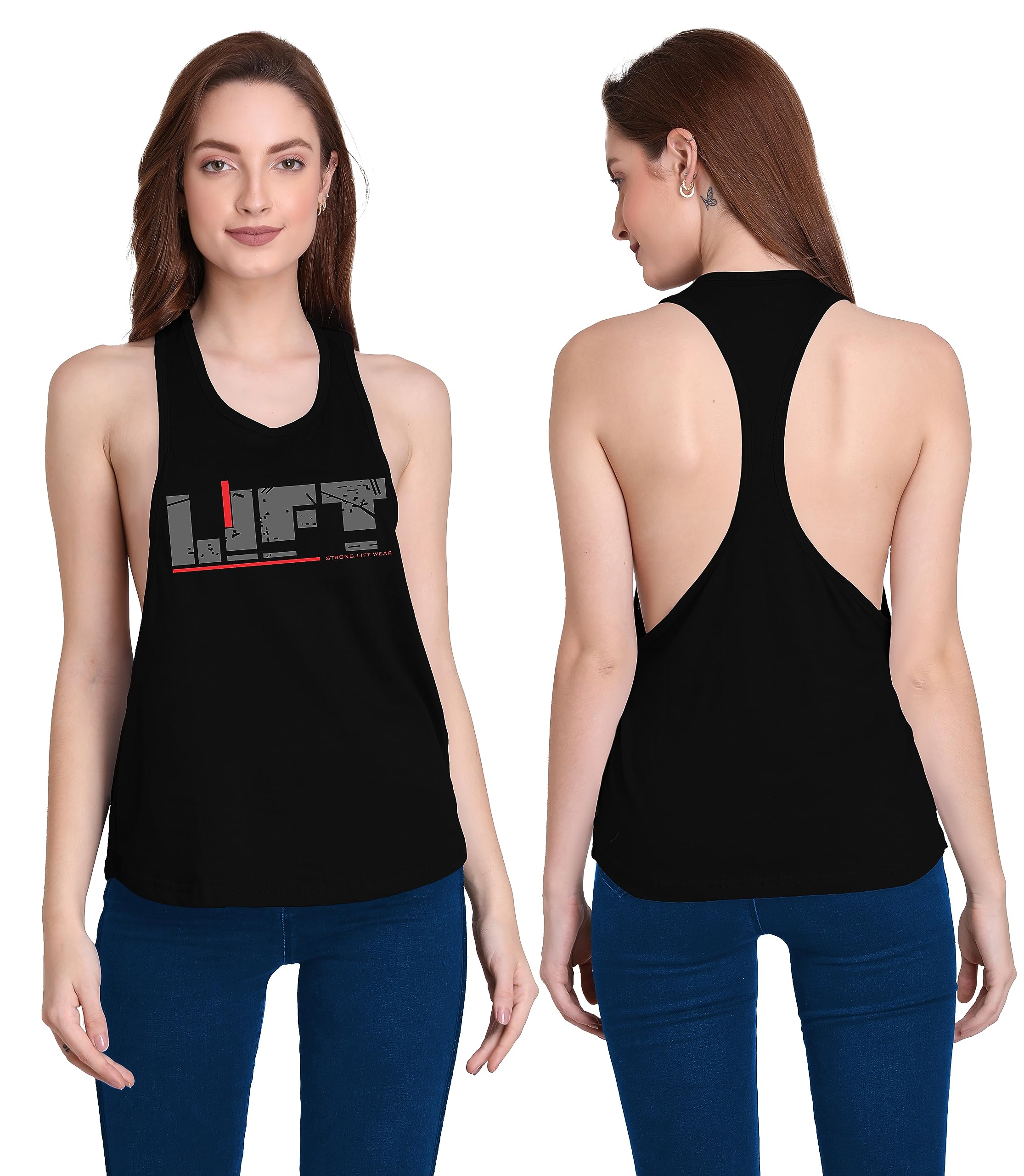 Women's Cotton Printed Sleeveless Racerback Yoga Tank Top - Loose Fit Workout Shirt for Yoga, Gym & Running | Breathable Athletic Wear for Women