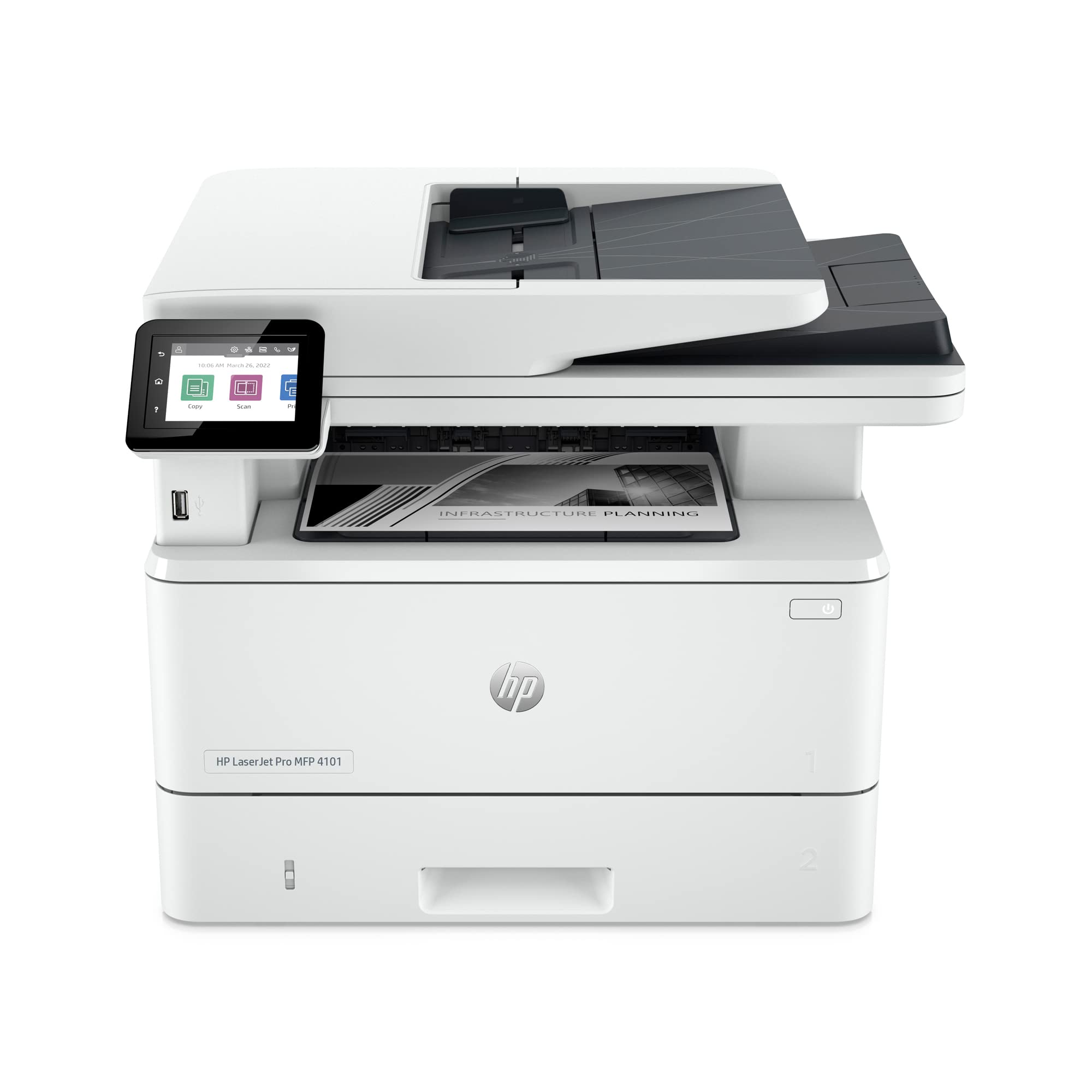 HP LaserJet Pro MFP 4101fdn Wireless All-in-One Laser Printer with Fax, Scan, Copy - High-Speed Black & White Printing (Renewed) - Perfect for Home Office & Small Business Document Management