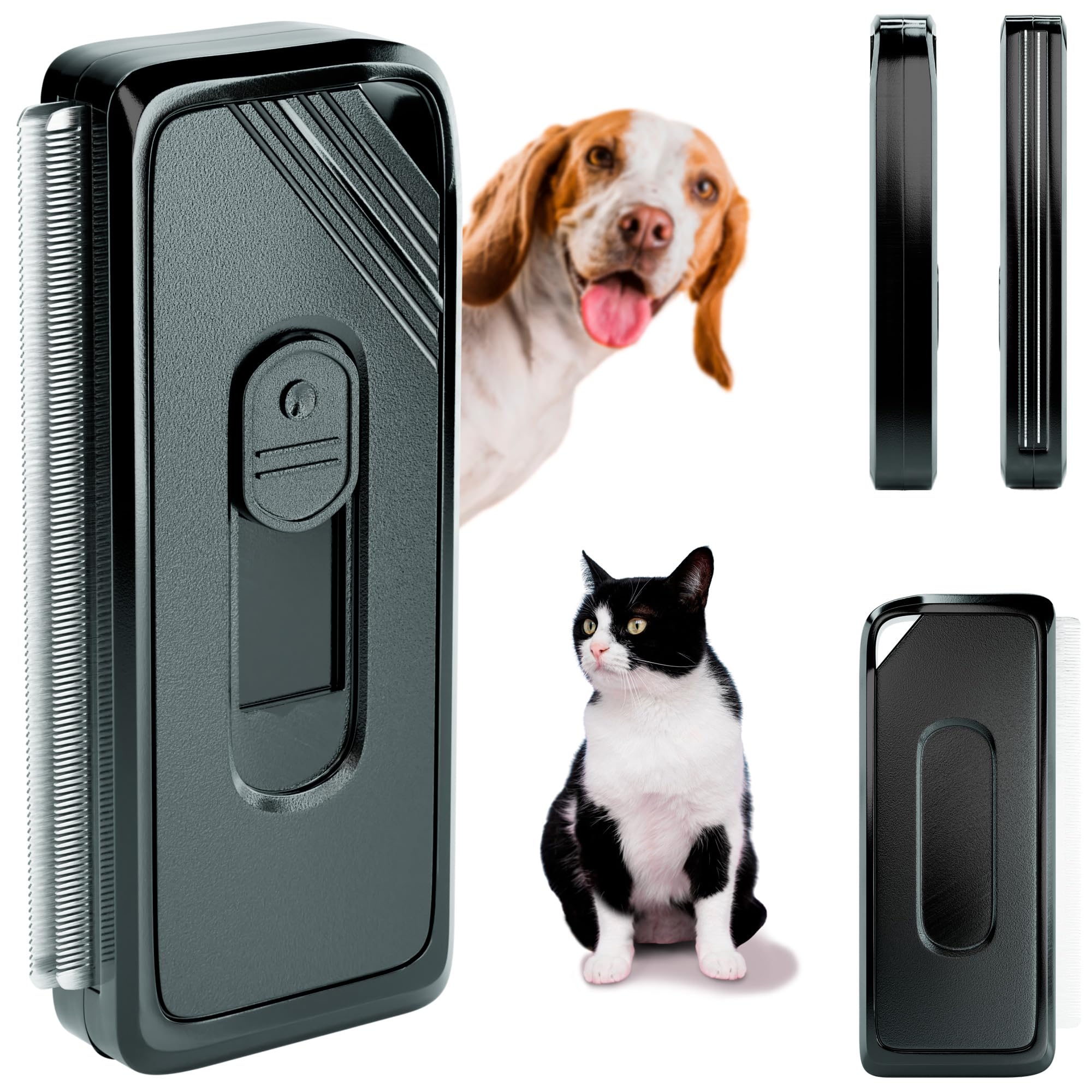 Self Cleaning Slicker Brush for Dogs & Cats - Black Pet Grooming Brush with Release Button & Sturdy Case - Ideal for Long & Short Haired Pets to Reduce Shedding - Perfect for Home Grooming & Professional Pet Care