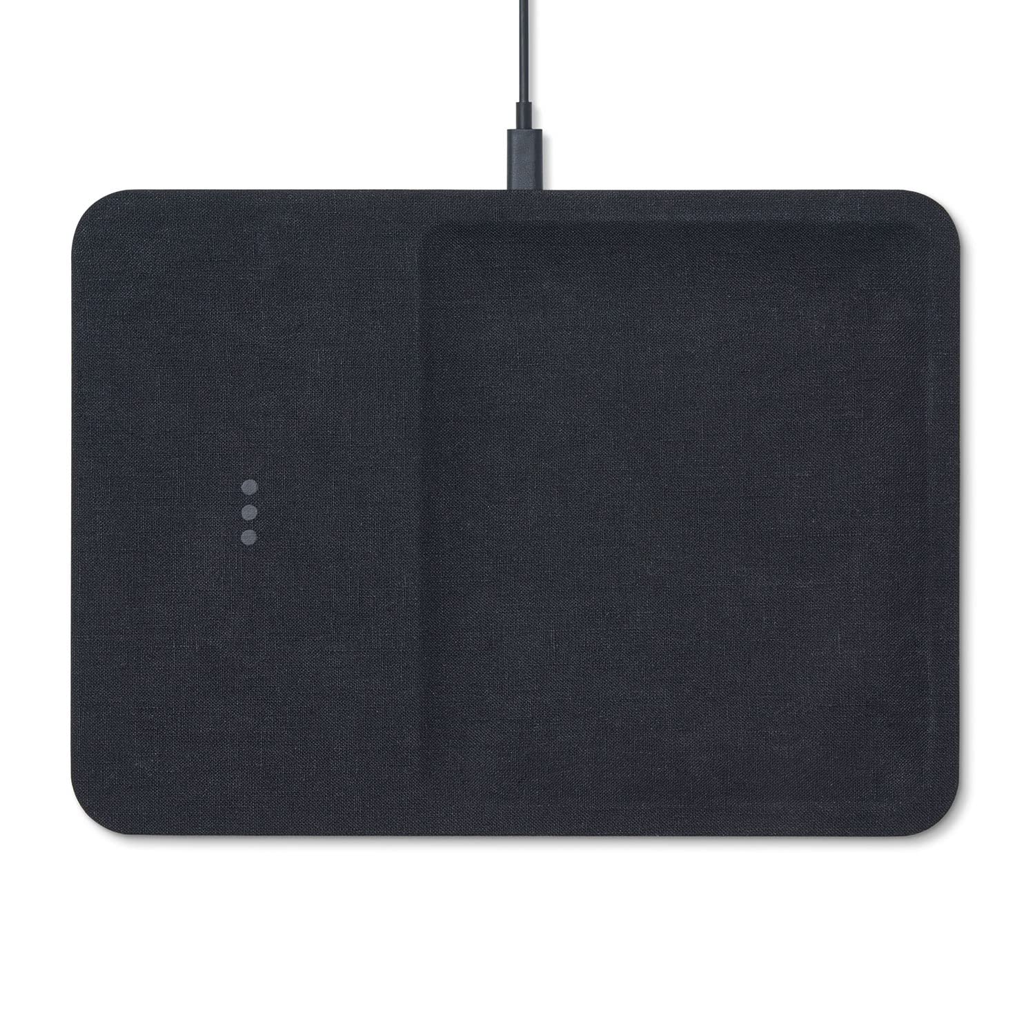 COURANT Catch:3 Belgian Linen Wireless Charging Station & Valet Tray (Charcoal) - Fast Qi-Certified Charger for iPhone 16/15/14/13/12, Galaxy S24/S23/S22, AirPods Pro - Nightstand Organizer with Phone Holder & Jewelry Storage | Perfect for Bedroom, Office Desk, Gift Idea