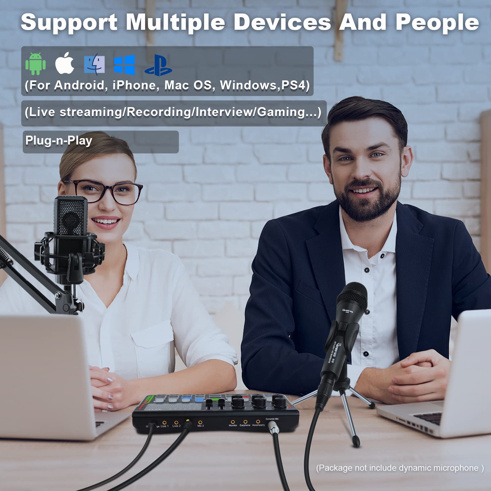 Professional Podcast Equipment Bundle - 3.5mm Condenser Mic & Audio Mixer for Live Streaming, Recording, Gaming | Compatible with Phone, PC, Laptop | Perfect for Home Studios & Content Creators