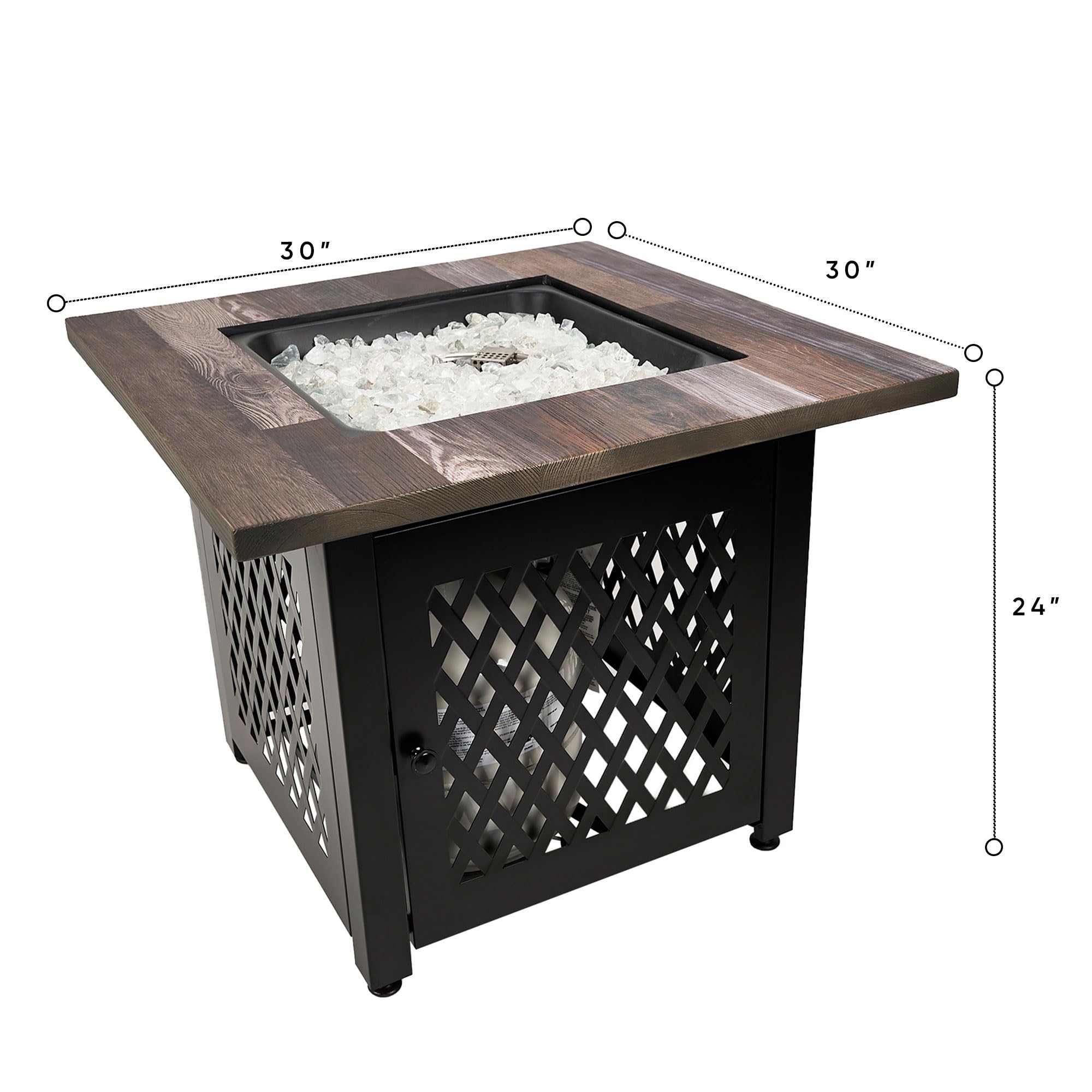 Endless Summer Nate 30 Inch Square Outdoor Fire Pit Table - 50,000 BTU LP Gas, UV Printed, Faux Wood Mantel & Stamped Steel Base - Multicolor - Perfect for Patio, Backyard, and Outdoor Gatherings