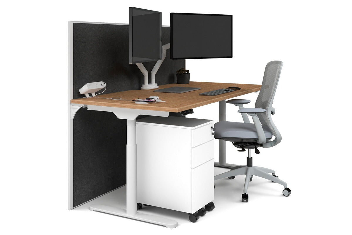 Flexi Premium Height Adjustable Single Workstation Desk - 1800L x 800W with Cable Management Scallop | Ergonomic Standing Desk for Home Office & Workspace