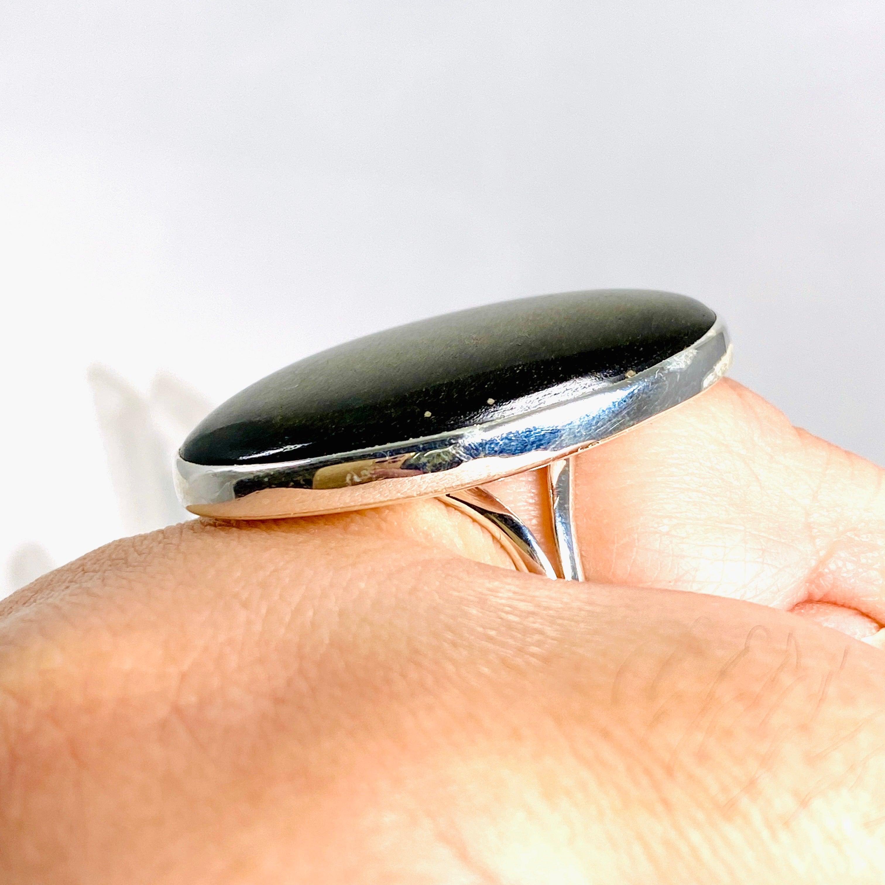 Goldsheen Obsidian Oval Ring - Size 11, KRGJ2920 - Elegant Jewelry for Women, Perfect for Weddings, Parties & Special Occasions