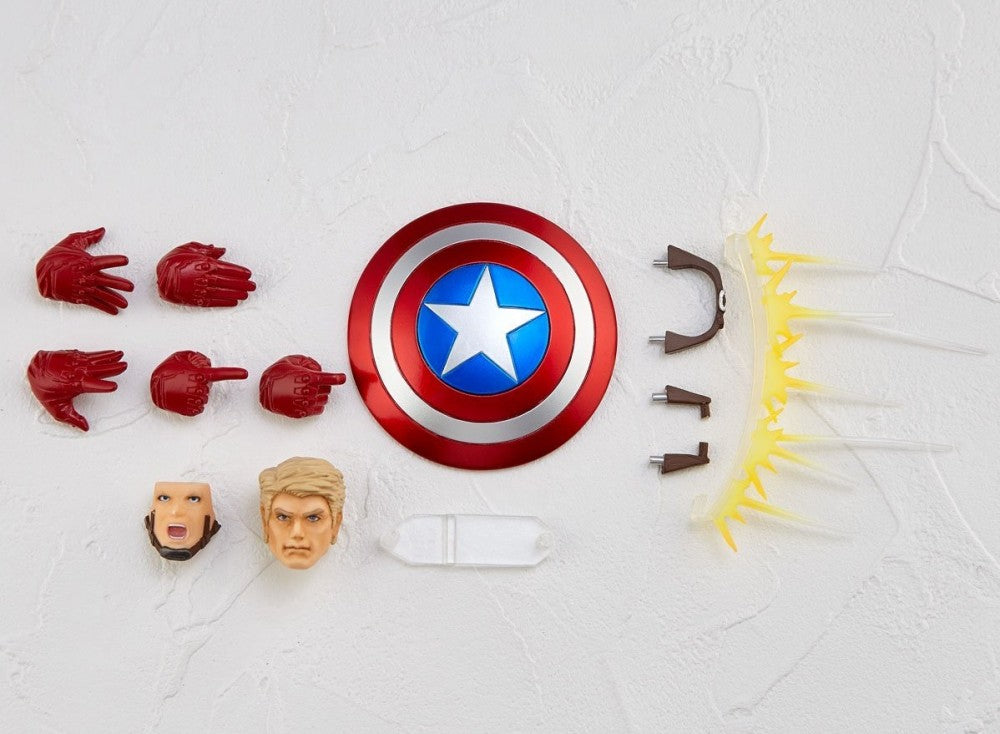 Amazing Yamaguchi Revoltech No.007 Captain America Action Figure - Highly Articulated Collectible for Marvel Fans & Display