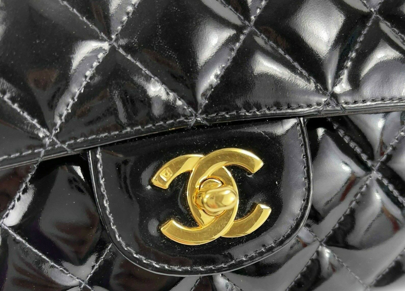 Authentic CHANEL Vintage 1996 Medium Black Patent Leather Kelly Flap Bag with Top Handle - Luxury Shoulder Bag for Women, Perfect for Evening Parties & Special Occasions