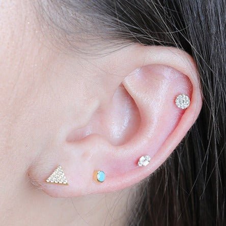 14K Yellow Gold Cubic Zirconia Pave Triangle Earrings for Women - Elegant Dangle Earrings for Party, Wedding & Everyday Wear